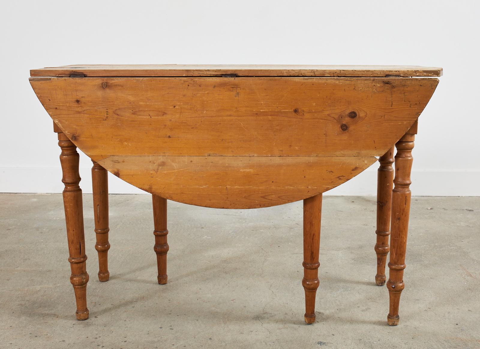 19th Century Country French Provincial Pine Drop Leaf Dining Table For Sale 9