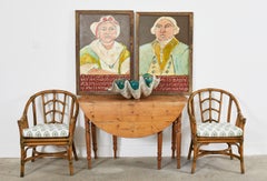 19th Century Country French Provincial Pine Drop Leaf Dining Table