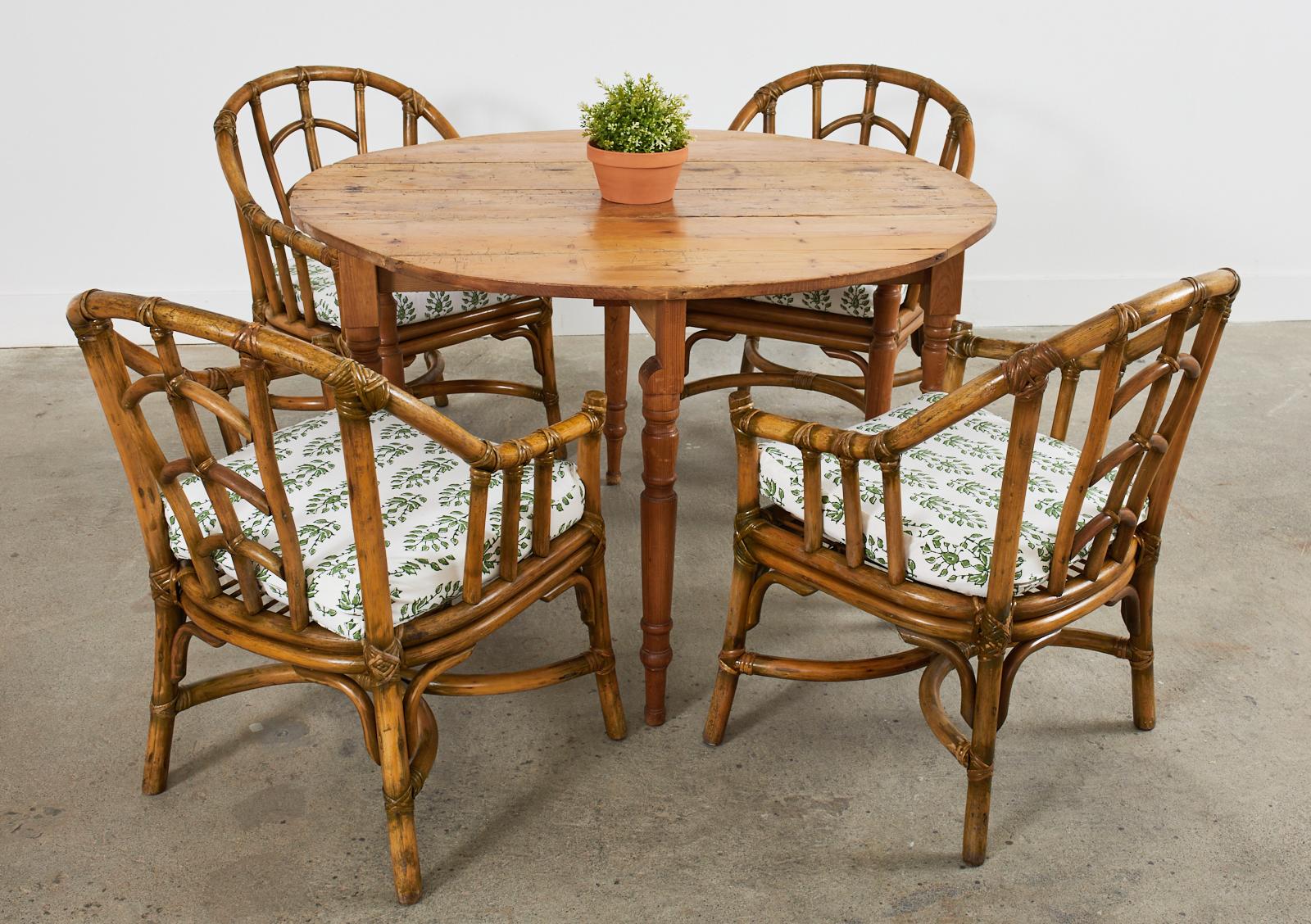 Hand-Crafted 19th Century Country French Provincial Pine Drop Leaf Dining Table For Sale