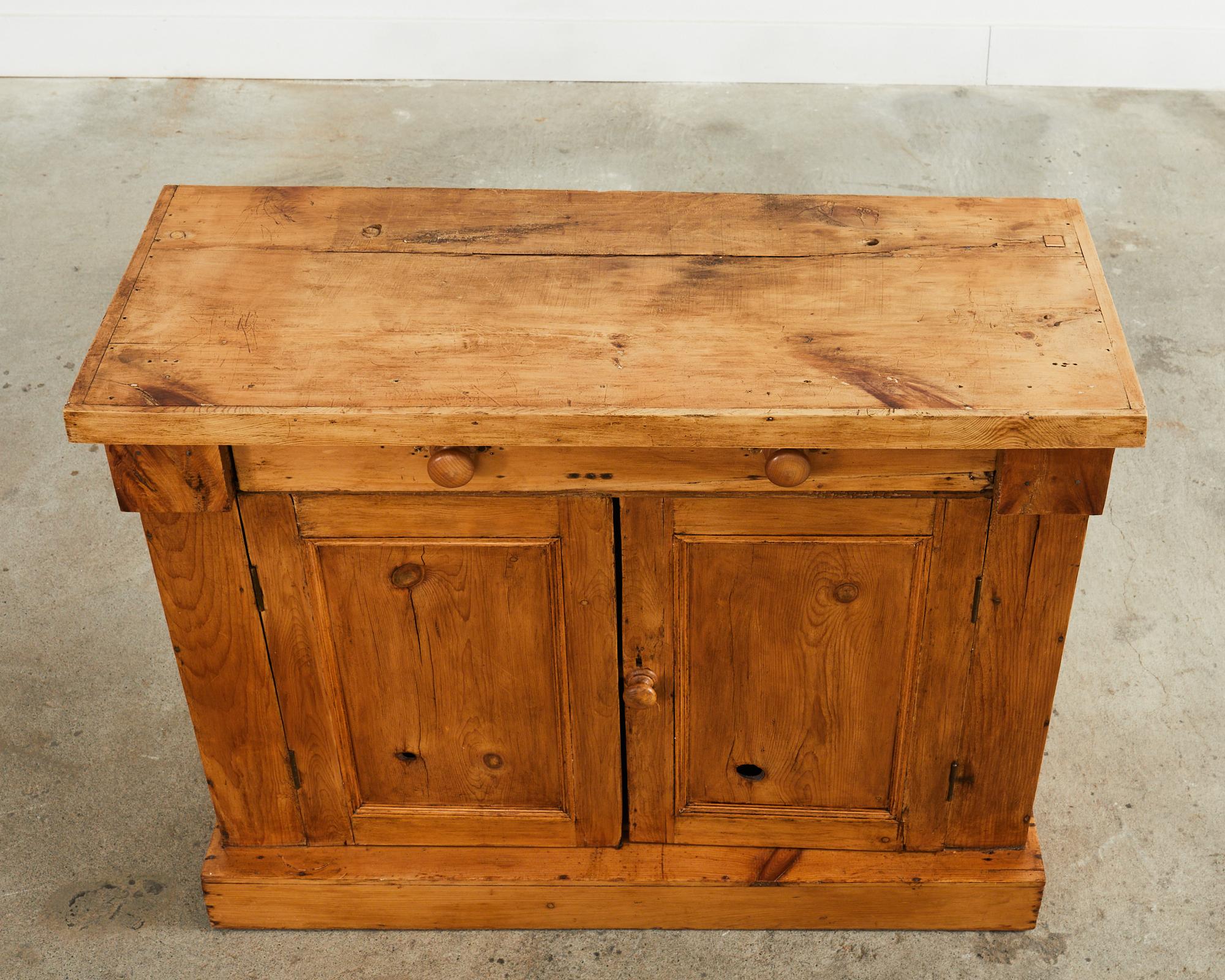 Hand-Crafted 19th Century Country French Provincial Pine Farmhouse Cabinet Server