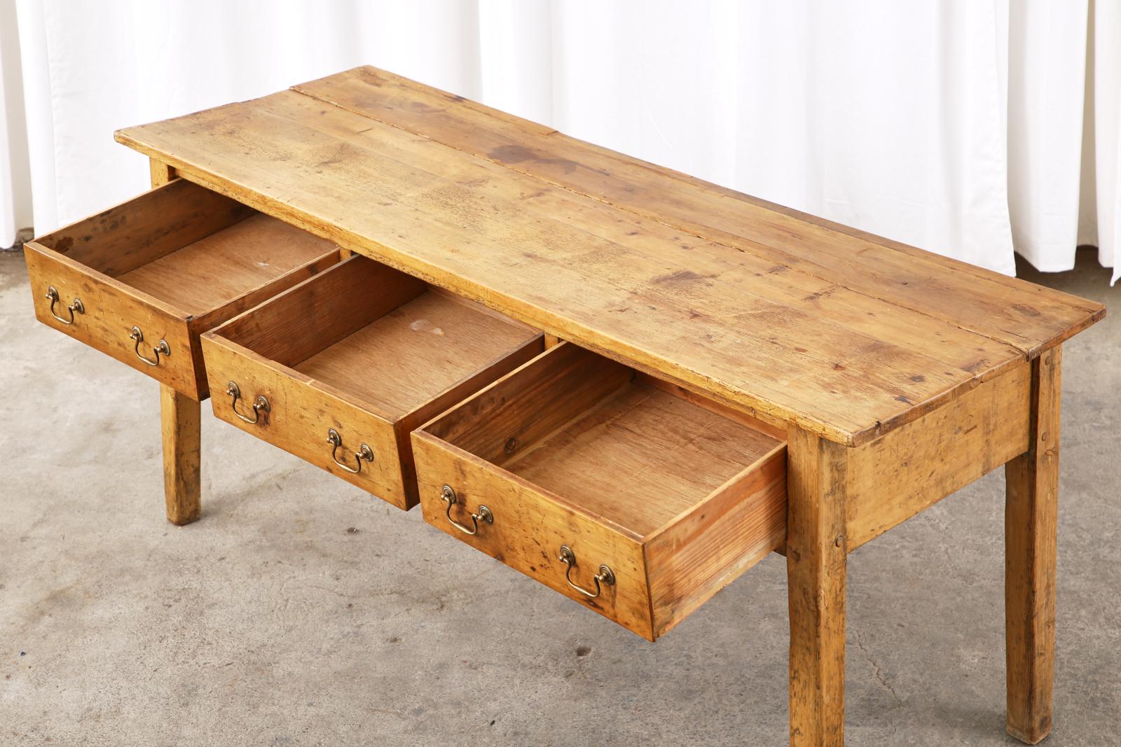 Hand-Crafted 19th Century Country French Provincial Pine Farmhouse Console Table