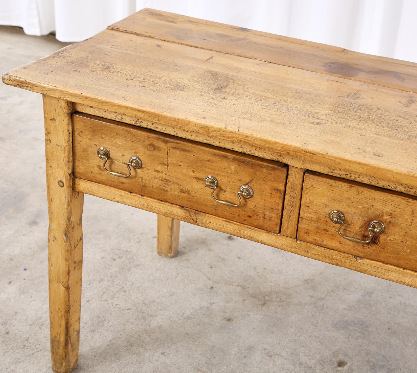 Fruitwood 19th Century Country French Provincial Pine Farmhouse Console Table
