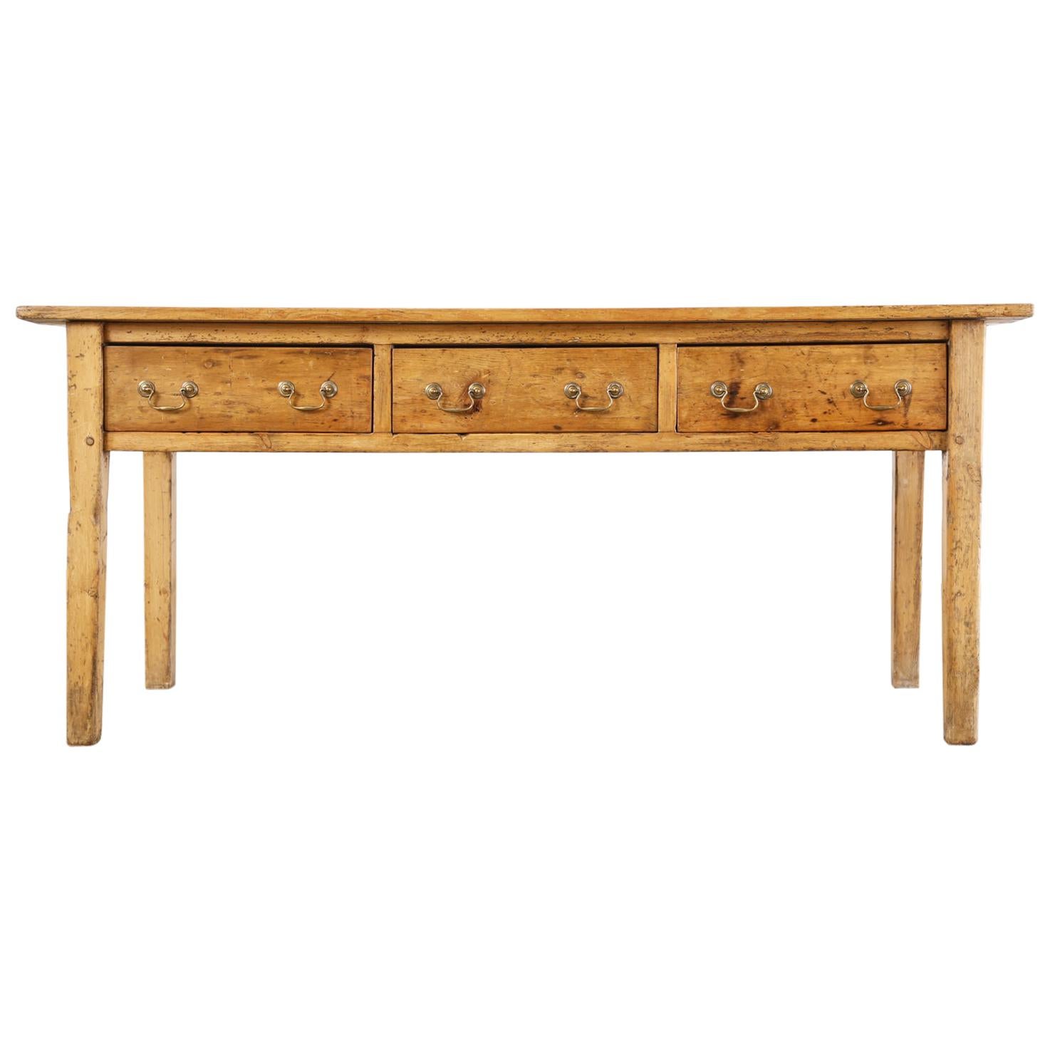19th Century Country French Provincial Pine Farmhouse Console Table