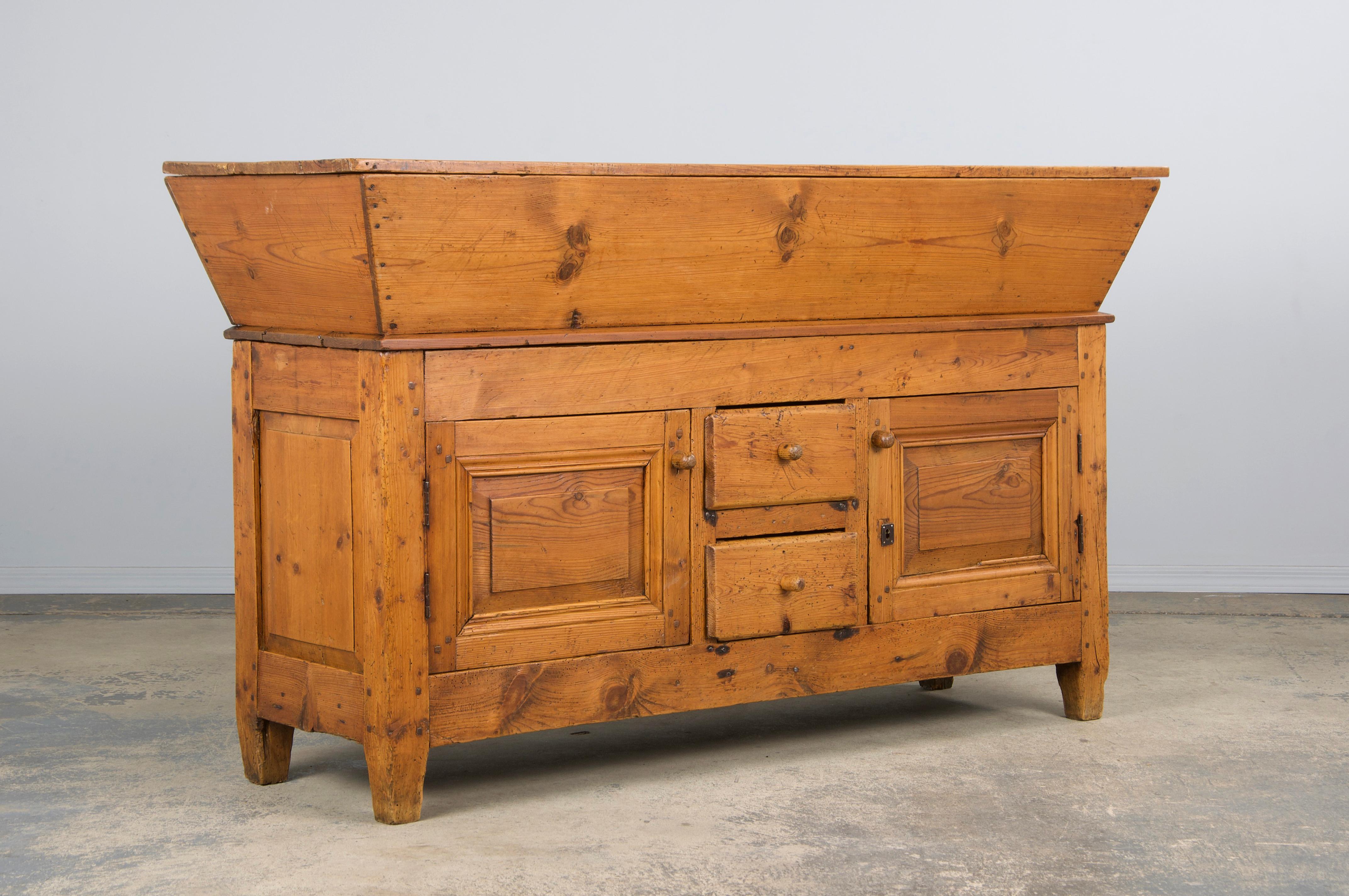 19th Century Country French Provincial Pine Farmhouse Dough Bin Cabinet For Sale 6