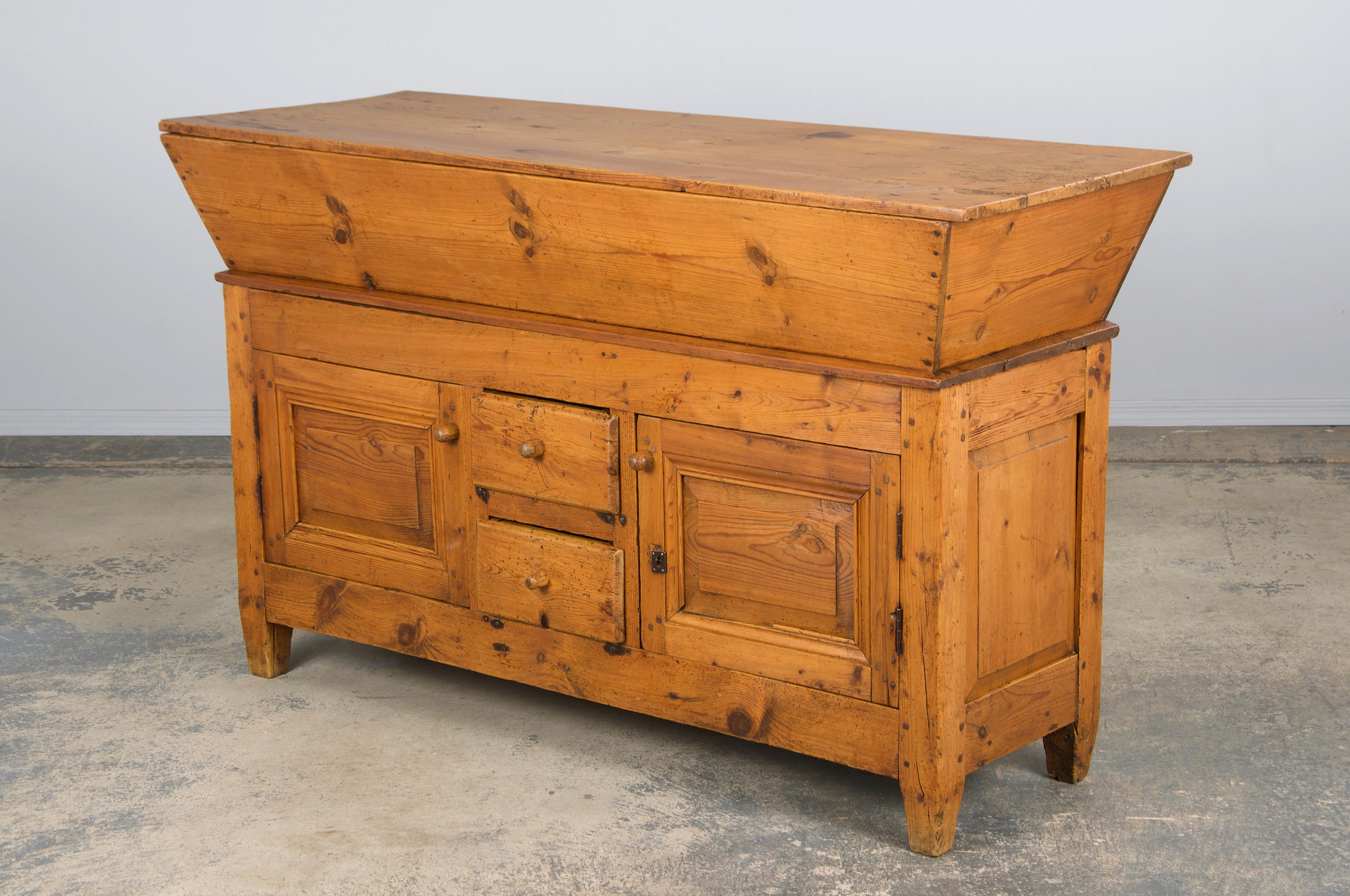 19th Century Country French Provincial Pine Farmhouse Dough Bin Cabinet For Sale 10