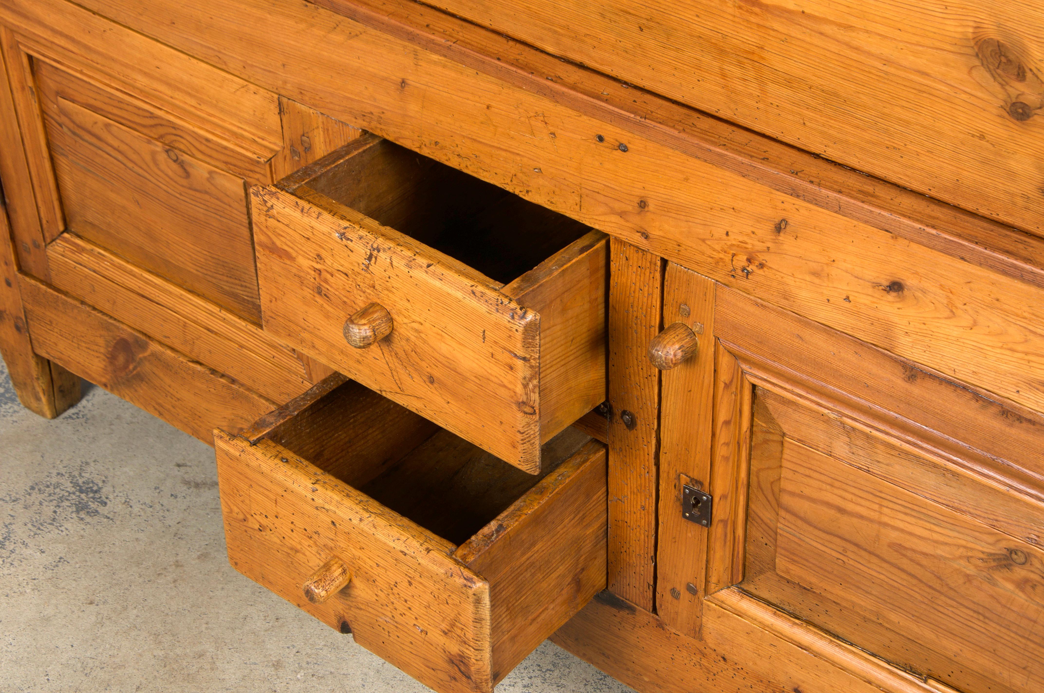 19th Century Country French Provincial Pine Farmhouse Dough Bin Cabinet For Sale 13