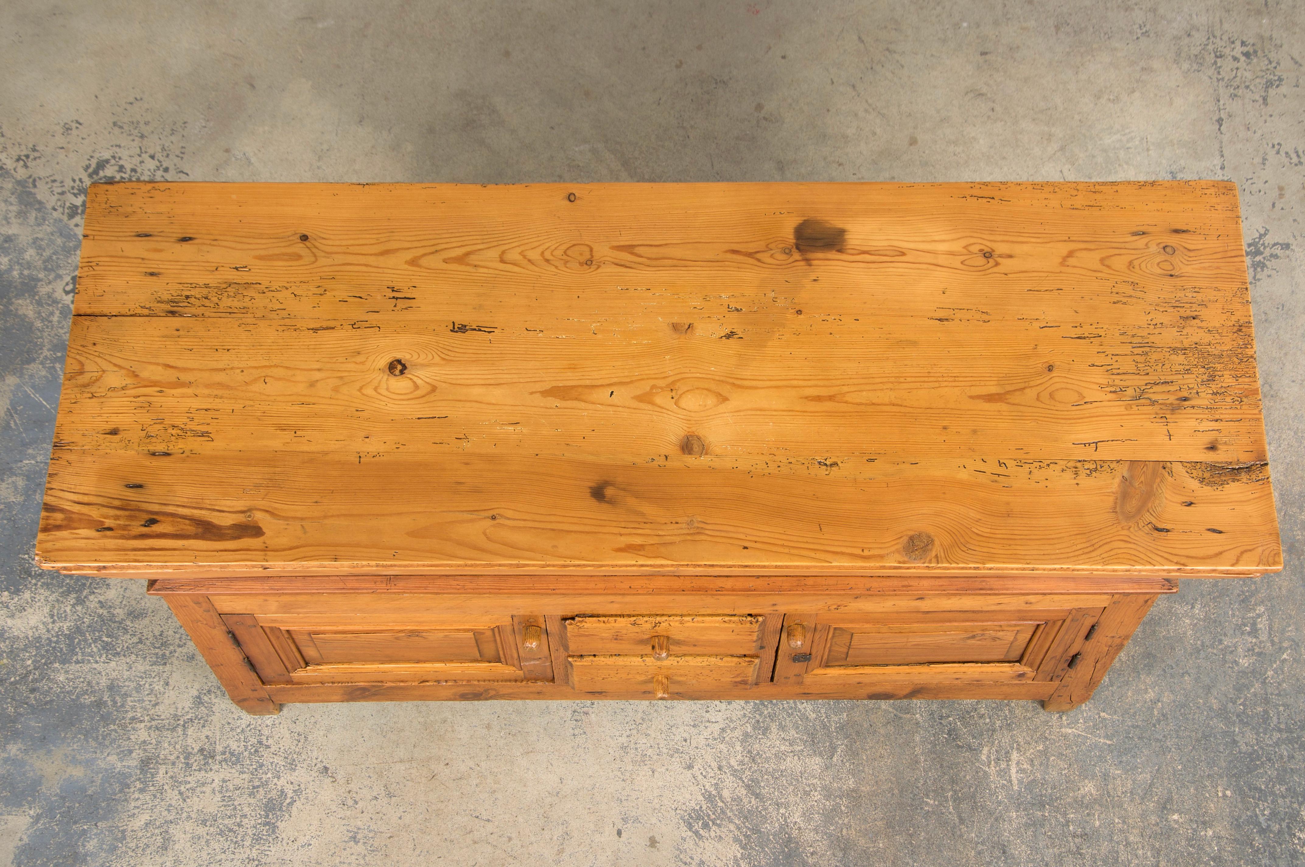 19th Century Country French Provincial Pine Farmhouse Dough Bin Cabinet For Sale 1