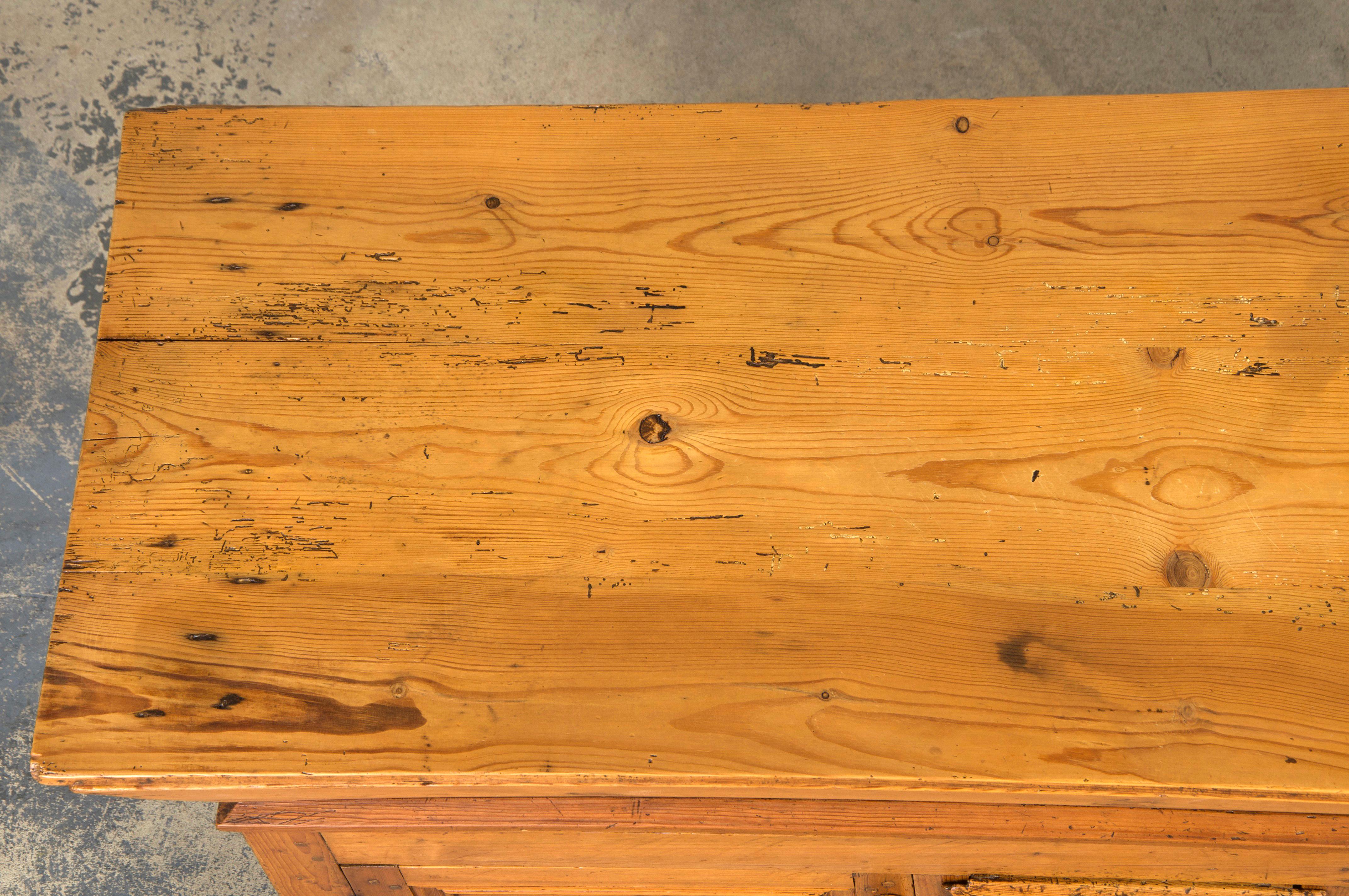19th Century Country French Provincial Pine Farmhouse Dough Bin Cabinet For Sale 2