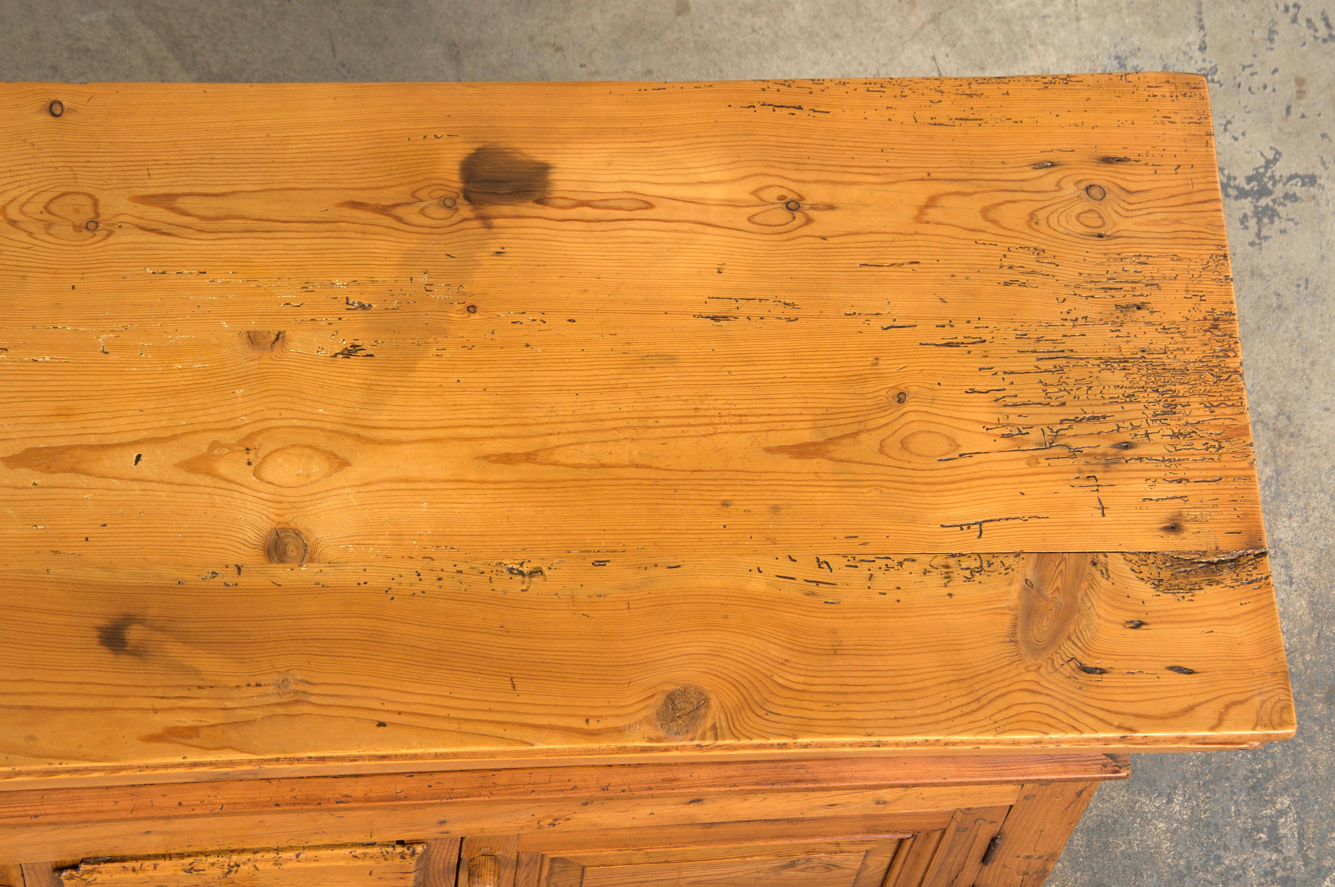 19th Century Country French Provincial Pine Farmhouse Dough Bin Cabinet For Sale 4