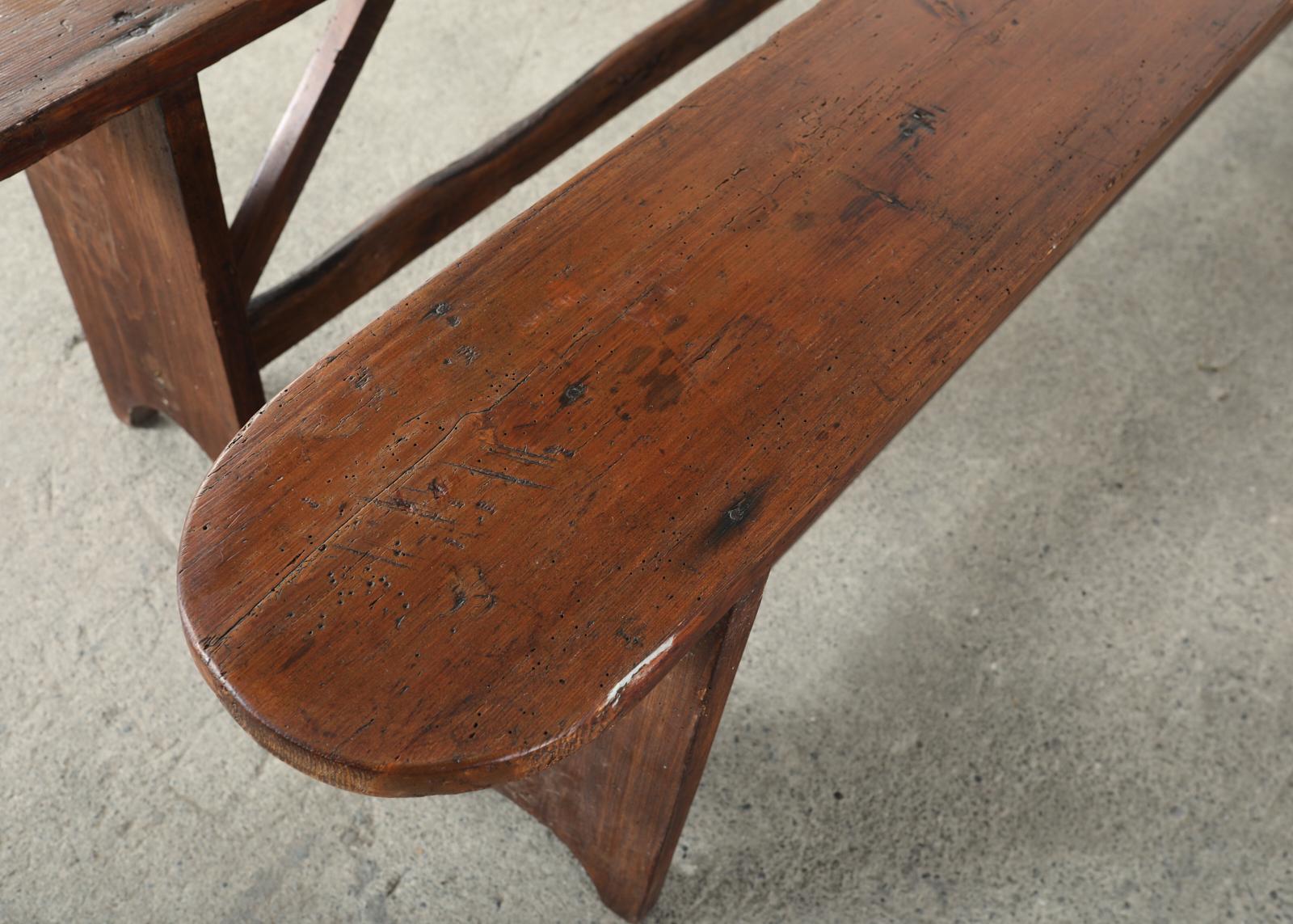 19th Century Country French Provincial Pine Harvest Benches 7