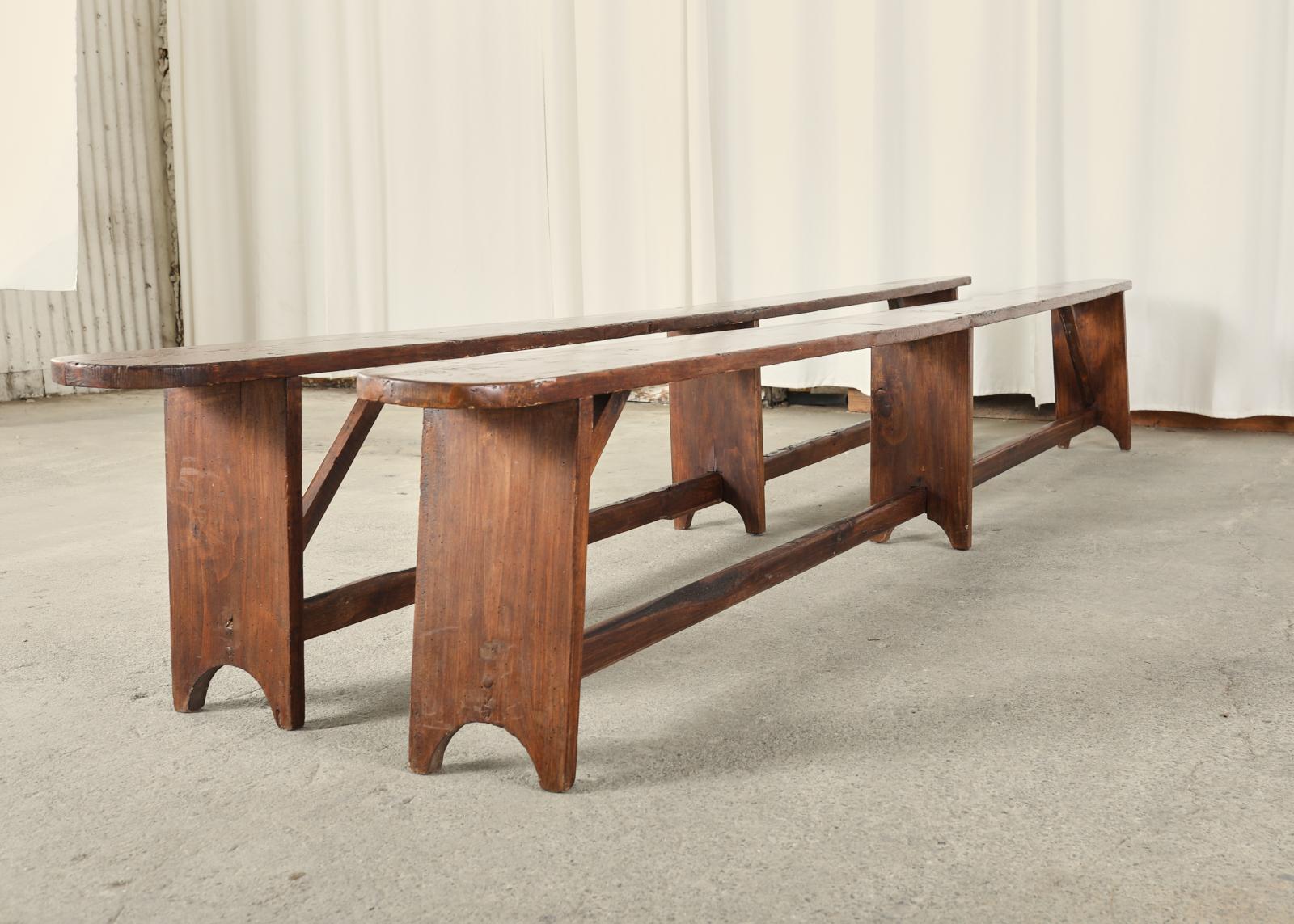 19th Century Country French Provincial Pine Harvest Benches 8