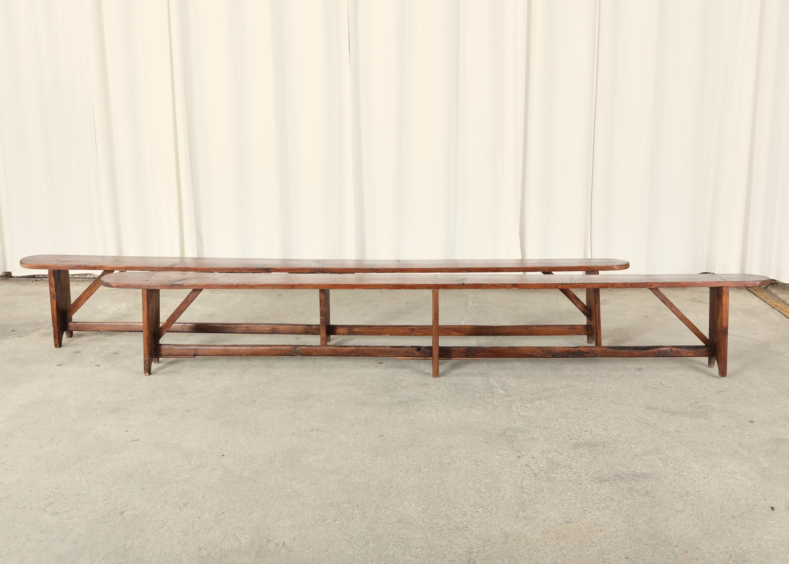 19th Century Country French Provincial Pine Harvest Benches 13