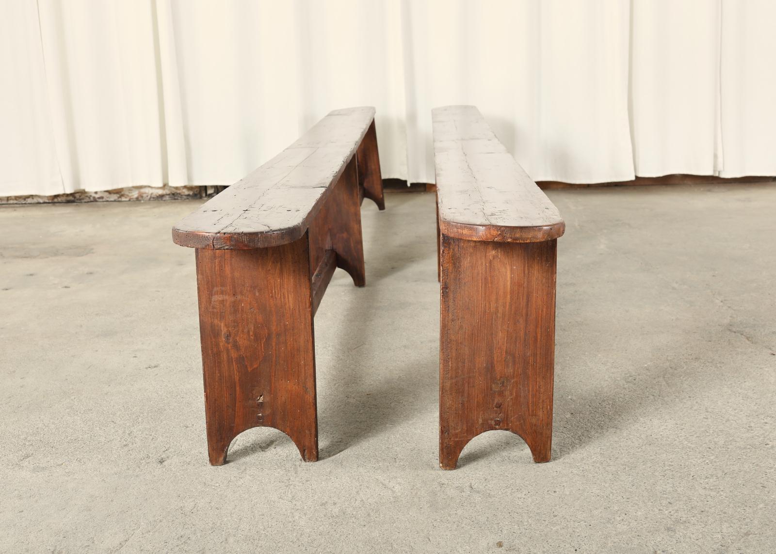Hand-Crafted 19th Century Country French Provincial Pine Harvest Benches