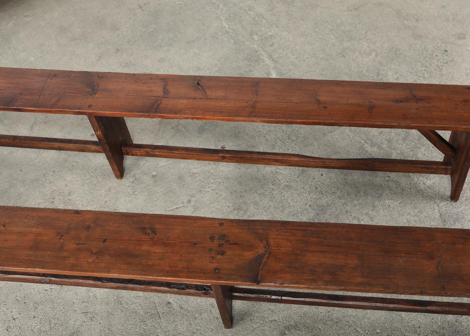 19th Century Country French Provincial Pine Harvest Benches 3