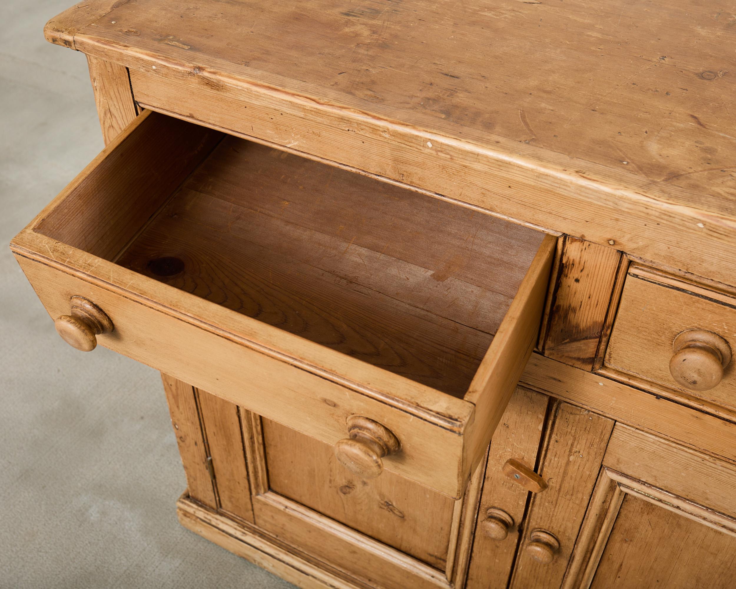 19th Century Country French Provincial Pine Sideboard 7 Ft For Sale 5