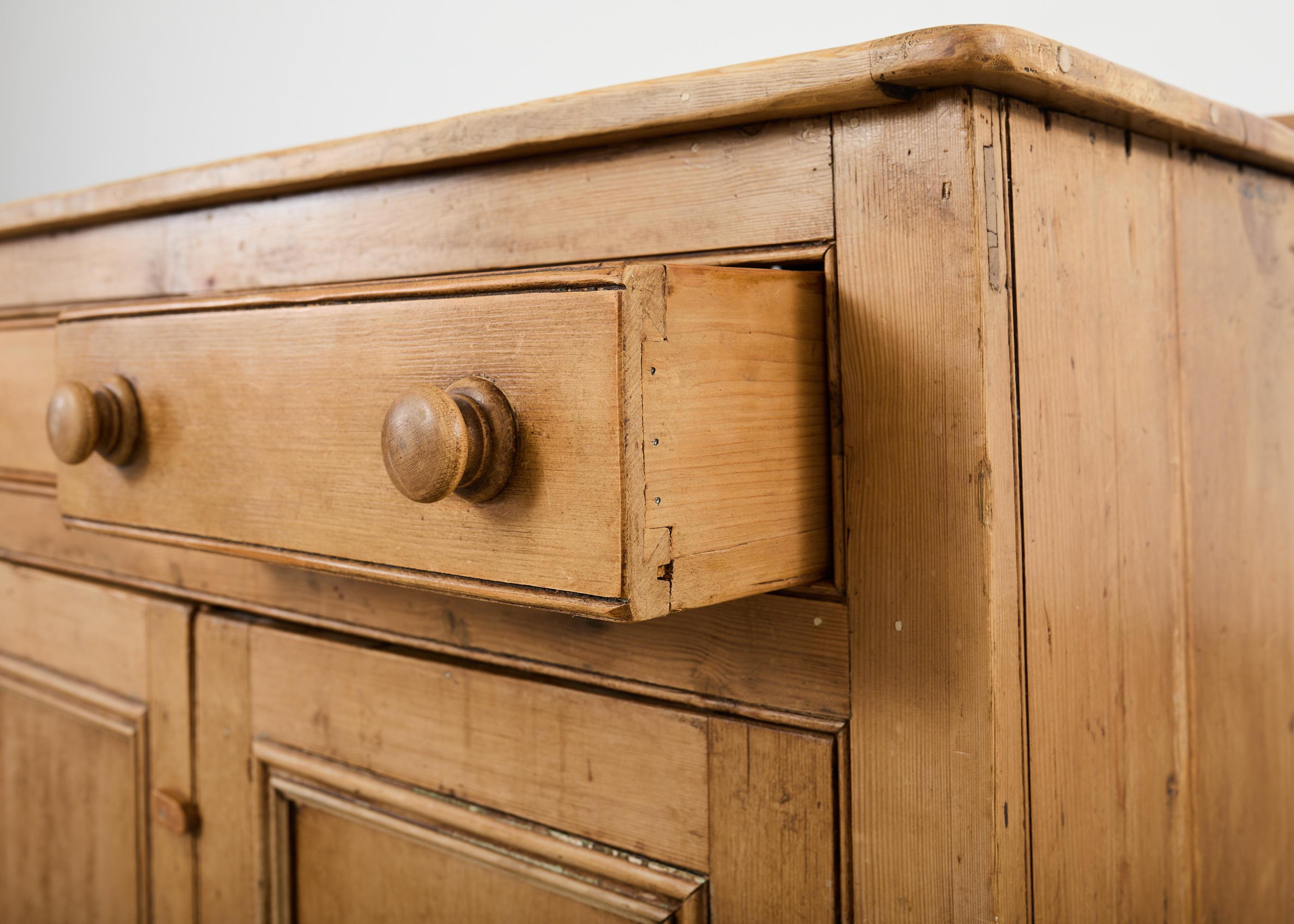 19th Century Country French Provincial Pine Sideboard 7 Ft For Sale 7