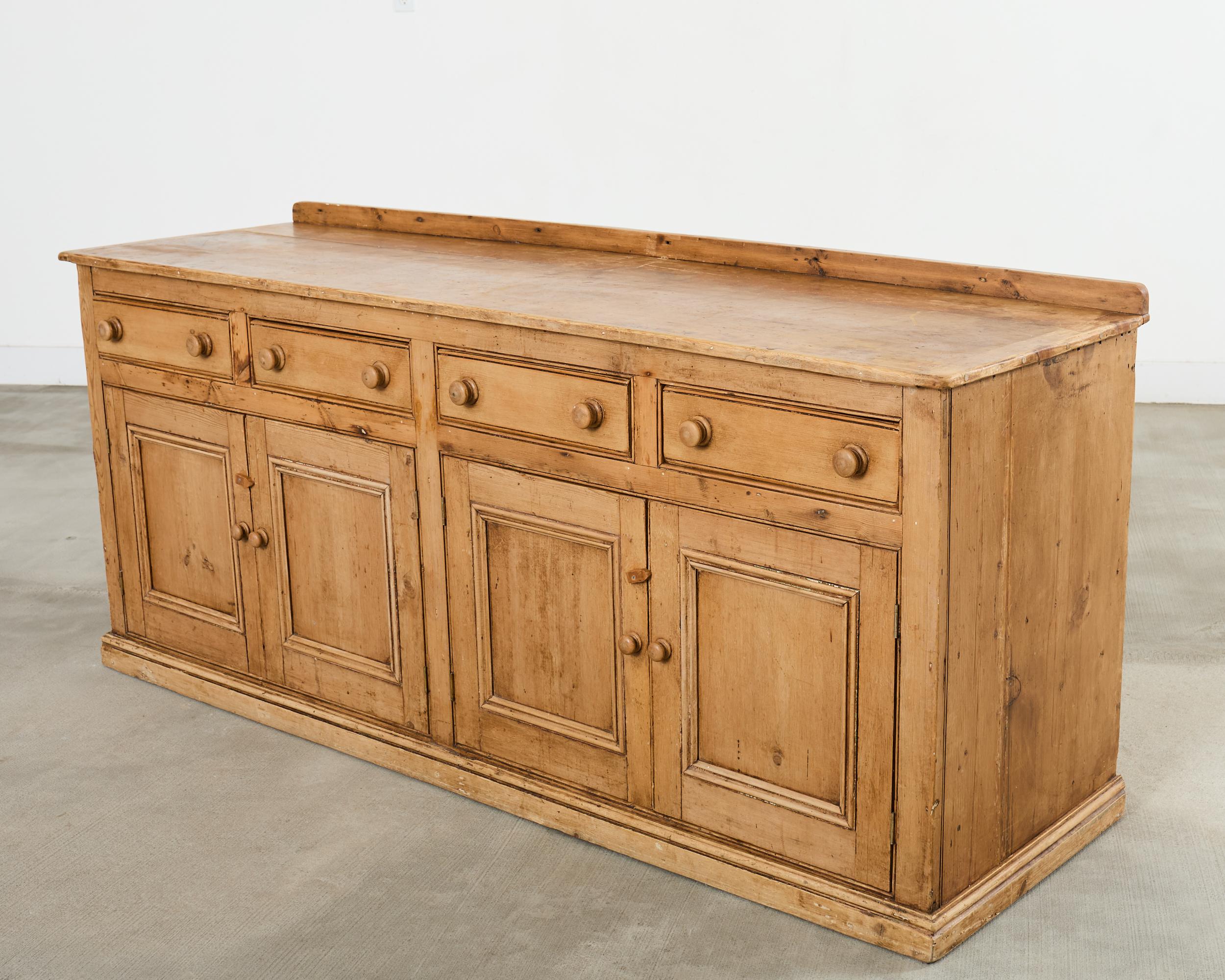 19th Century Country French Provincial Pine Sideboard 7 Ft For Sale 8