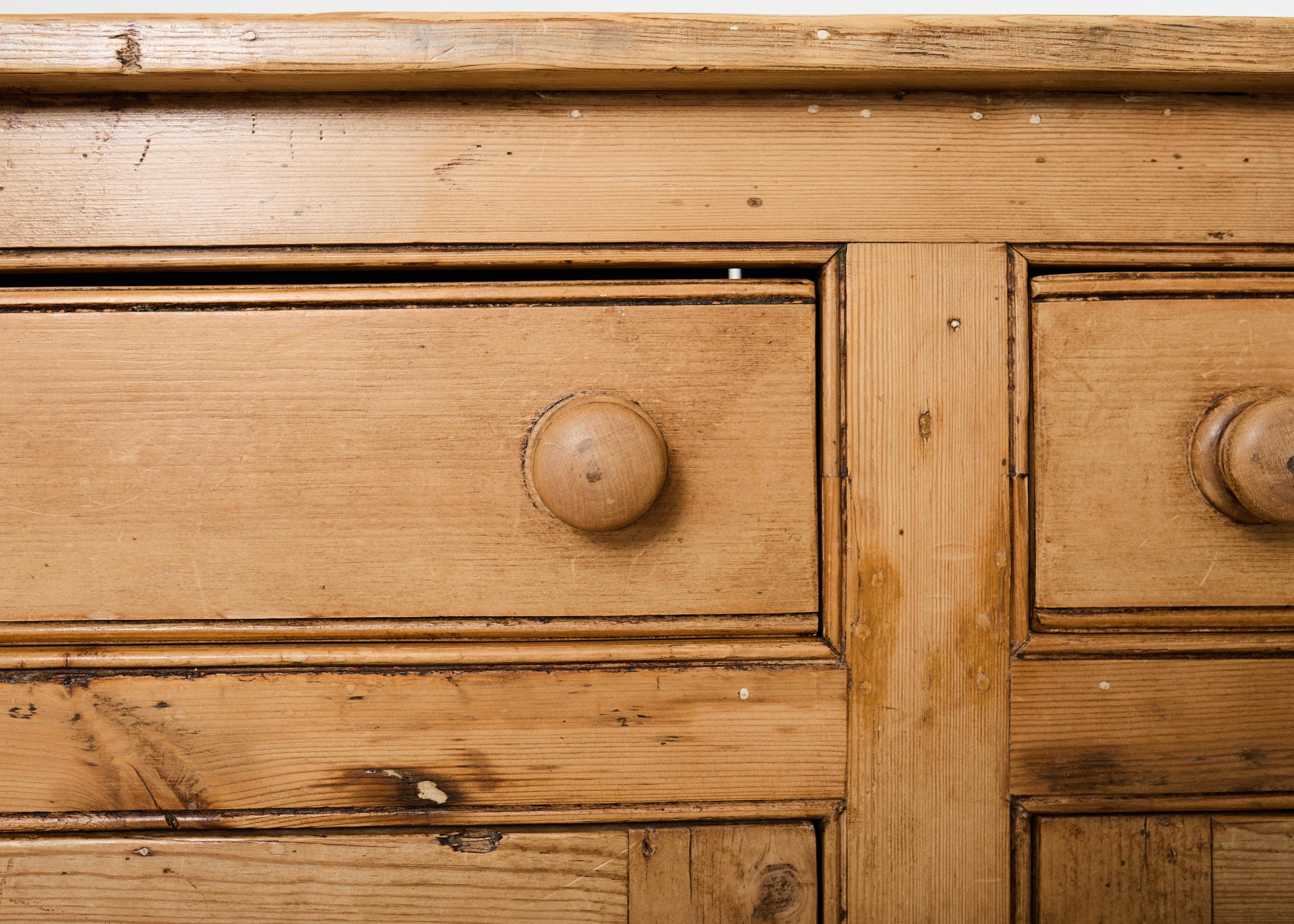 19th Century Country French Provincial Pine Sideboard 7 Ft For Sale 9
