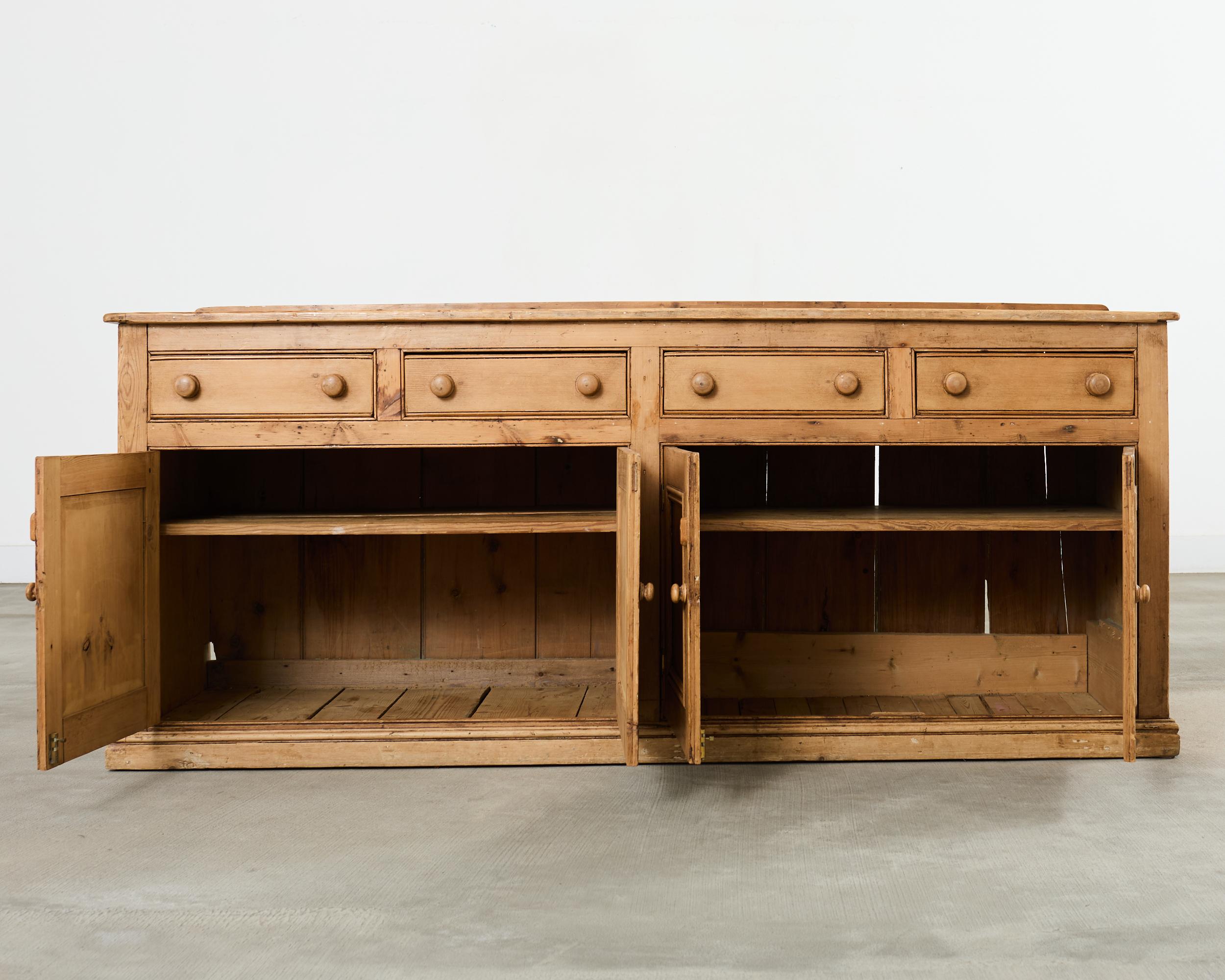 19th Century Country French Provincial Pine Sideboard 7 Ft For Sale 11