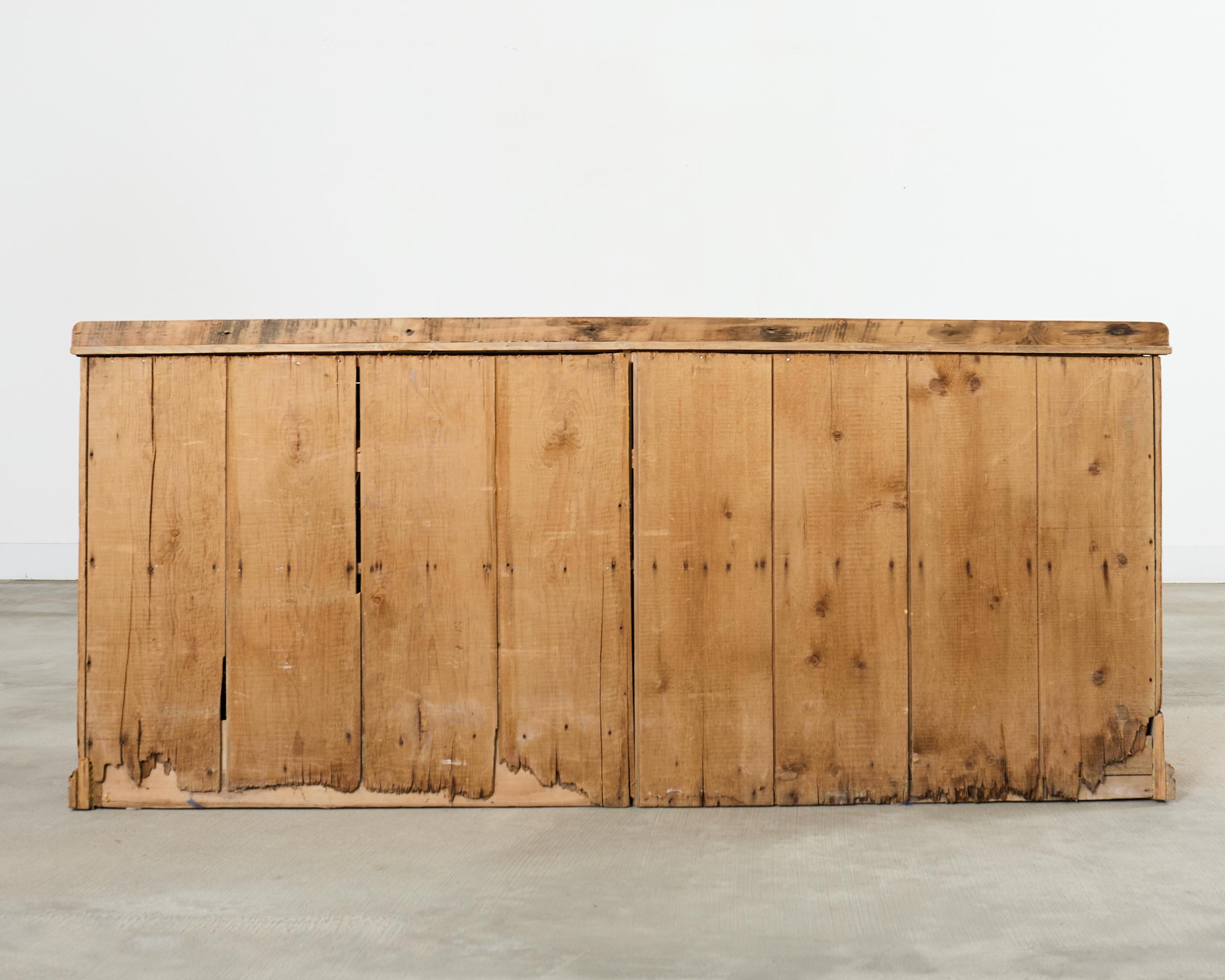 19th Century Country French Provincial Pine Sideboard 7 Ft For Sale 14