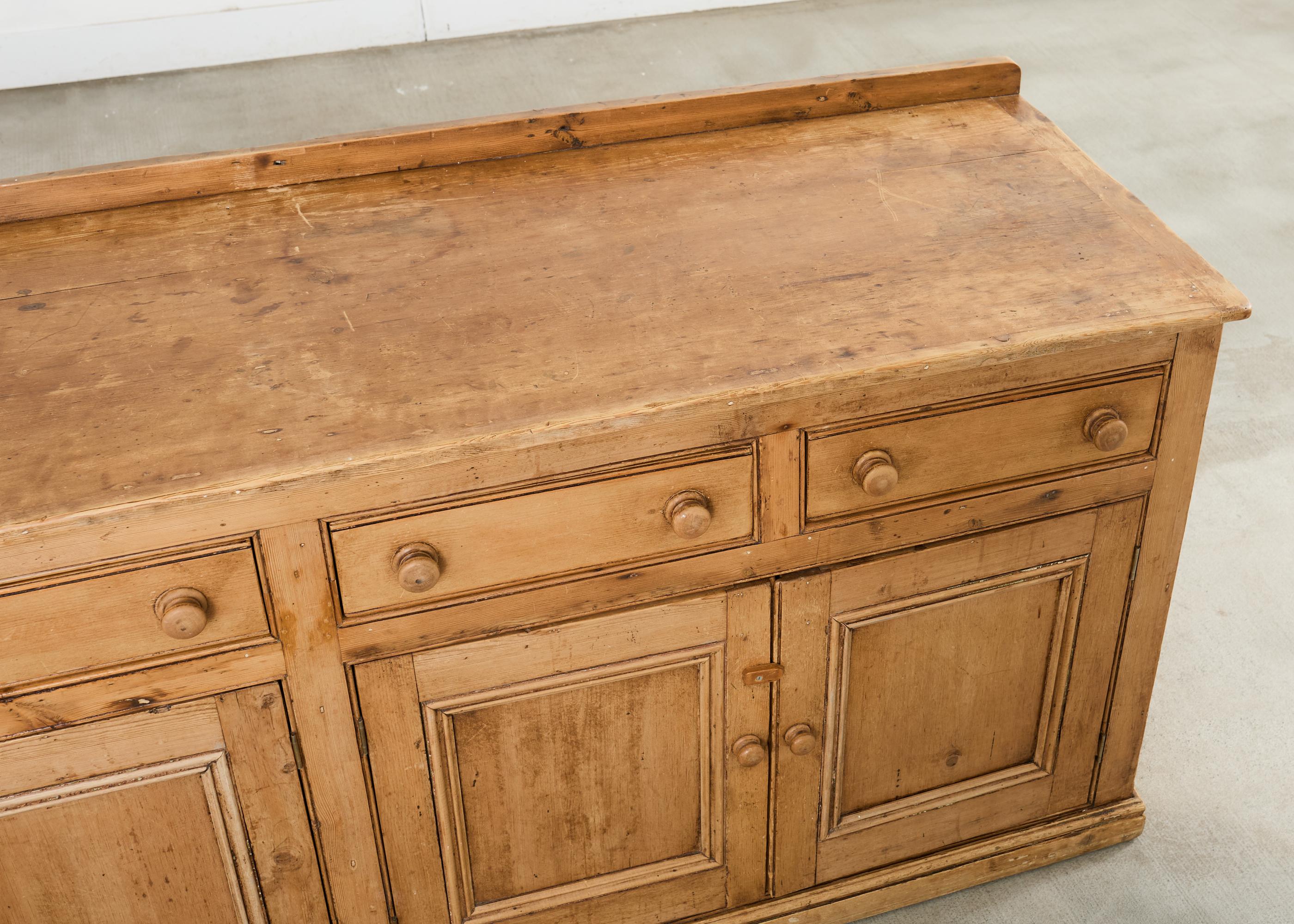 19th Century Country French Provincial Pine Sideboard 7 Ft For Sale 2
