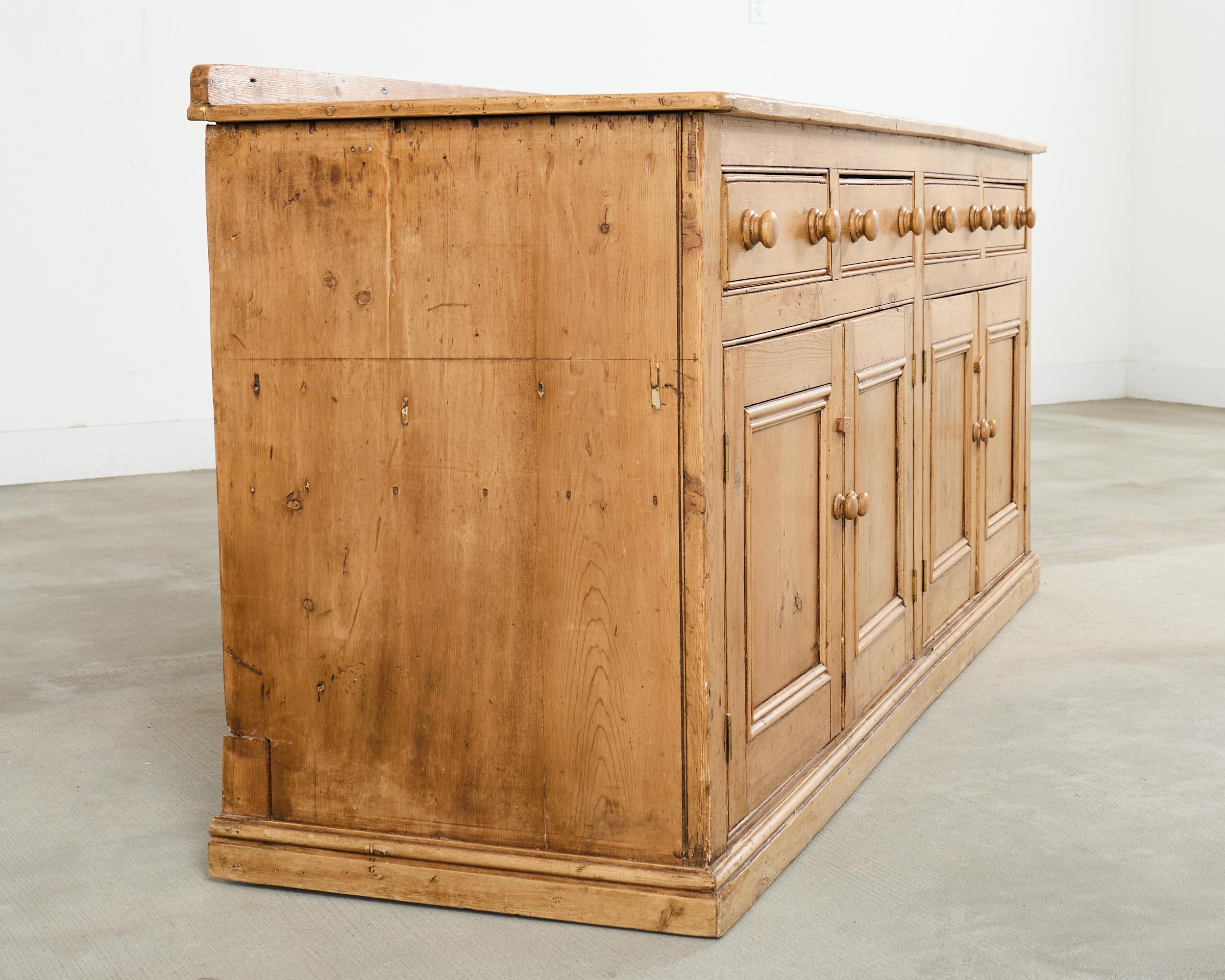 19th Century Country French Provincial Pine Sideboard 7 Ft For Sale 3