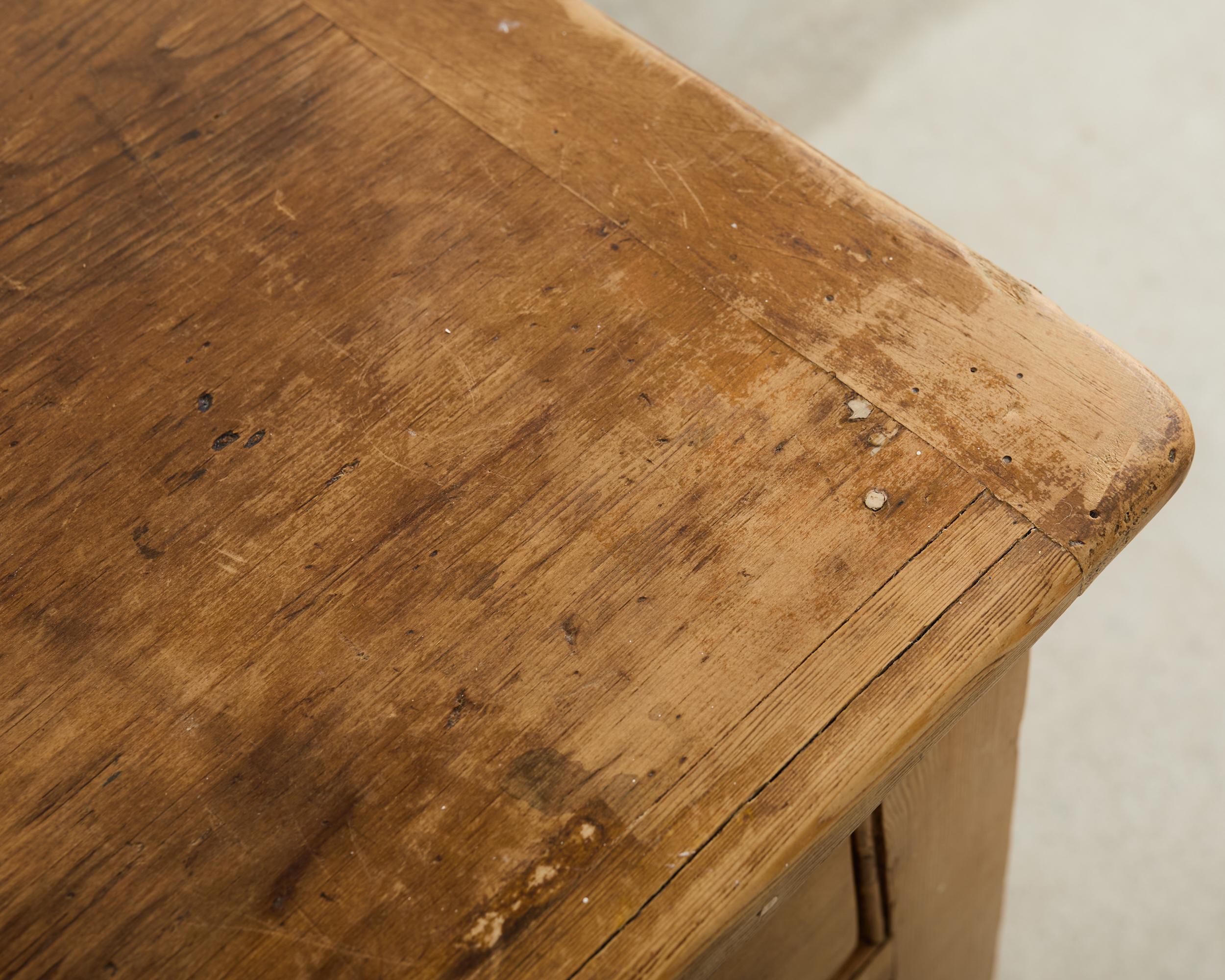 19th Century Country French Provincial Pine Sideboard 7 Ft For Sale 4