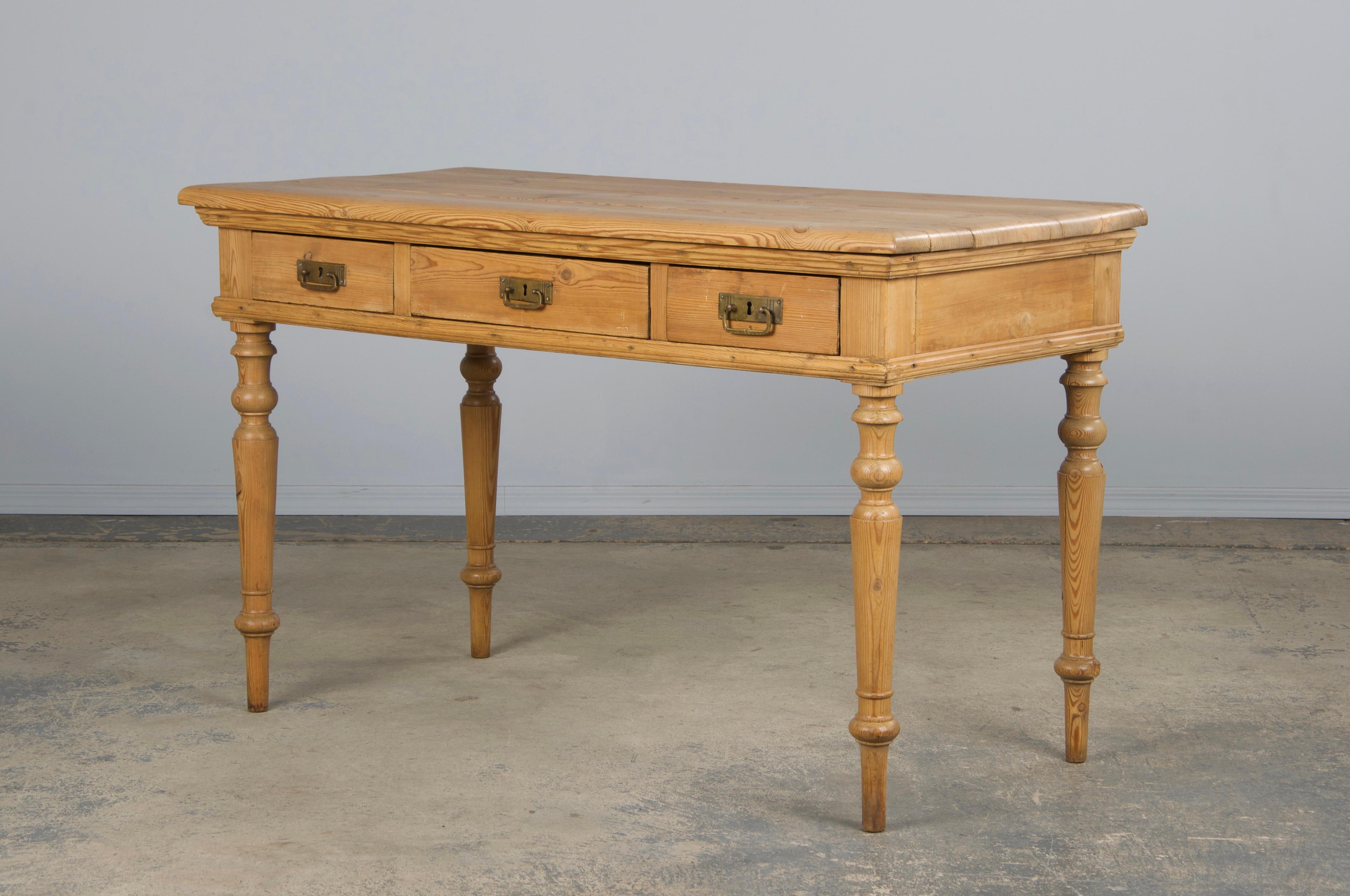19th Century Country French Provincial Pine Writing Desk For Sale 8