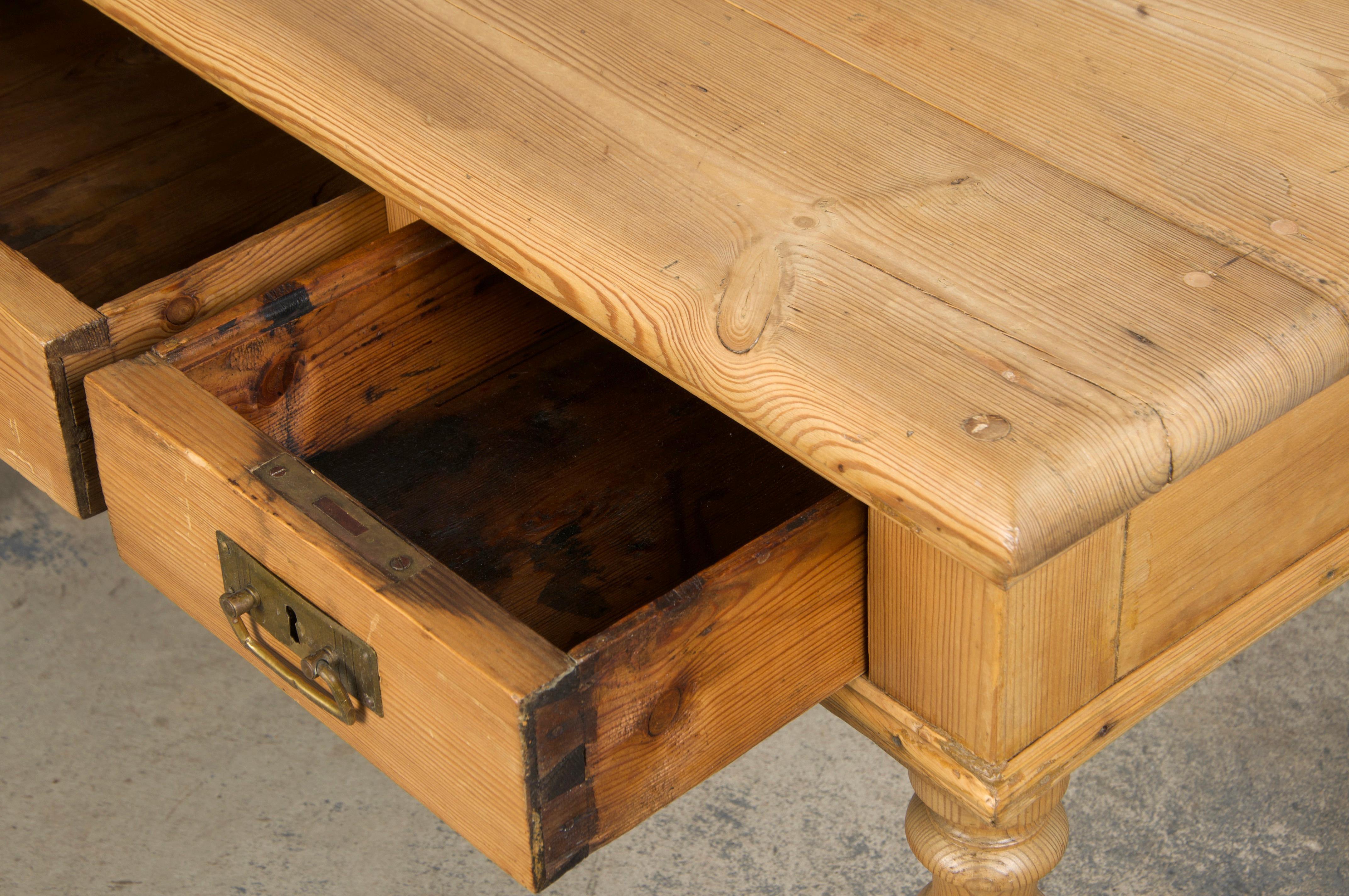 19th Century Country French Provincial Pine Writing Desk For Sale 12