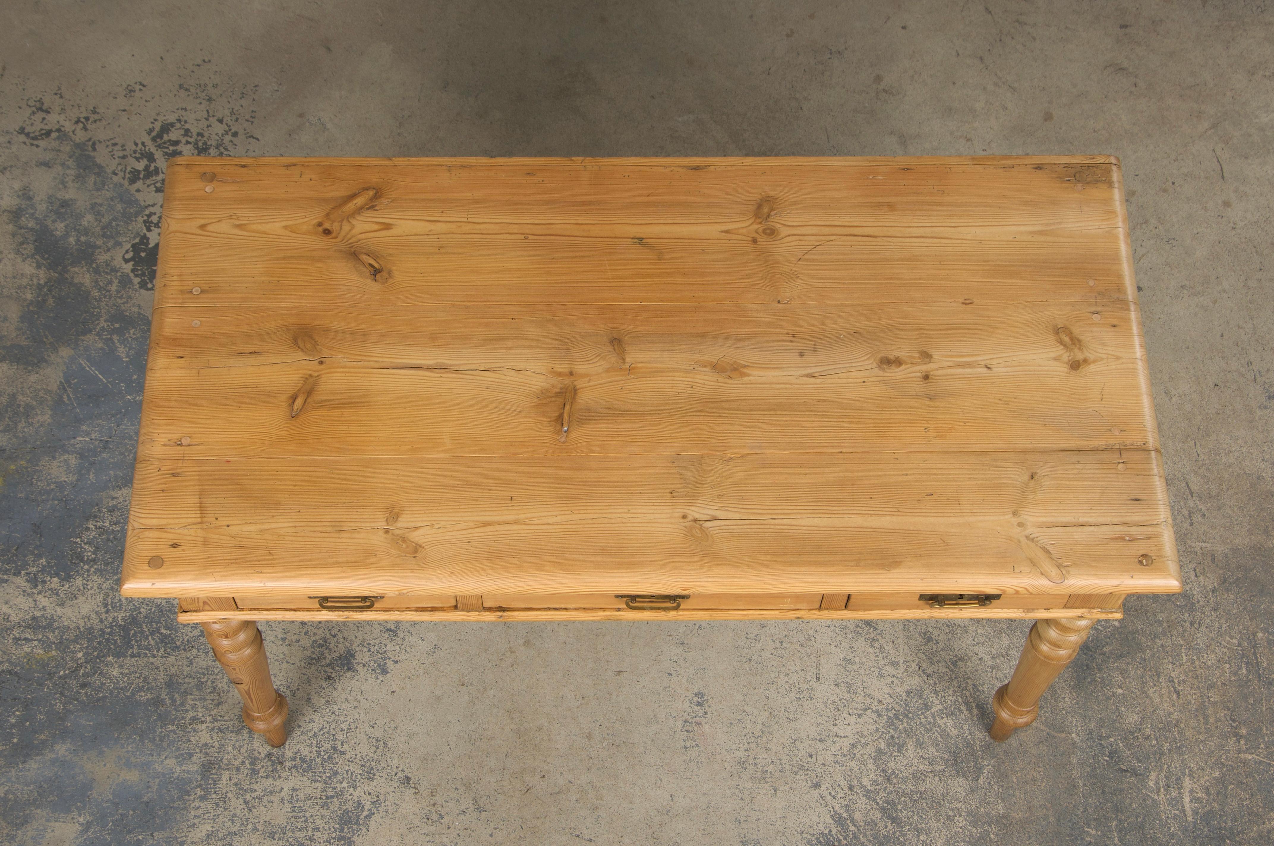 Hand-Carved 19th Century Country French Provincial Pine Writing Desk For Sale