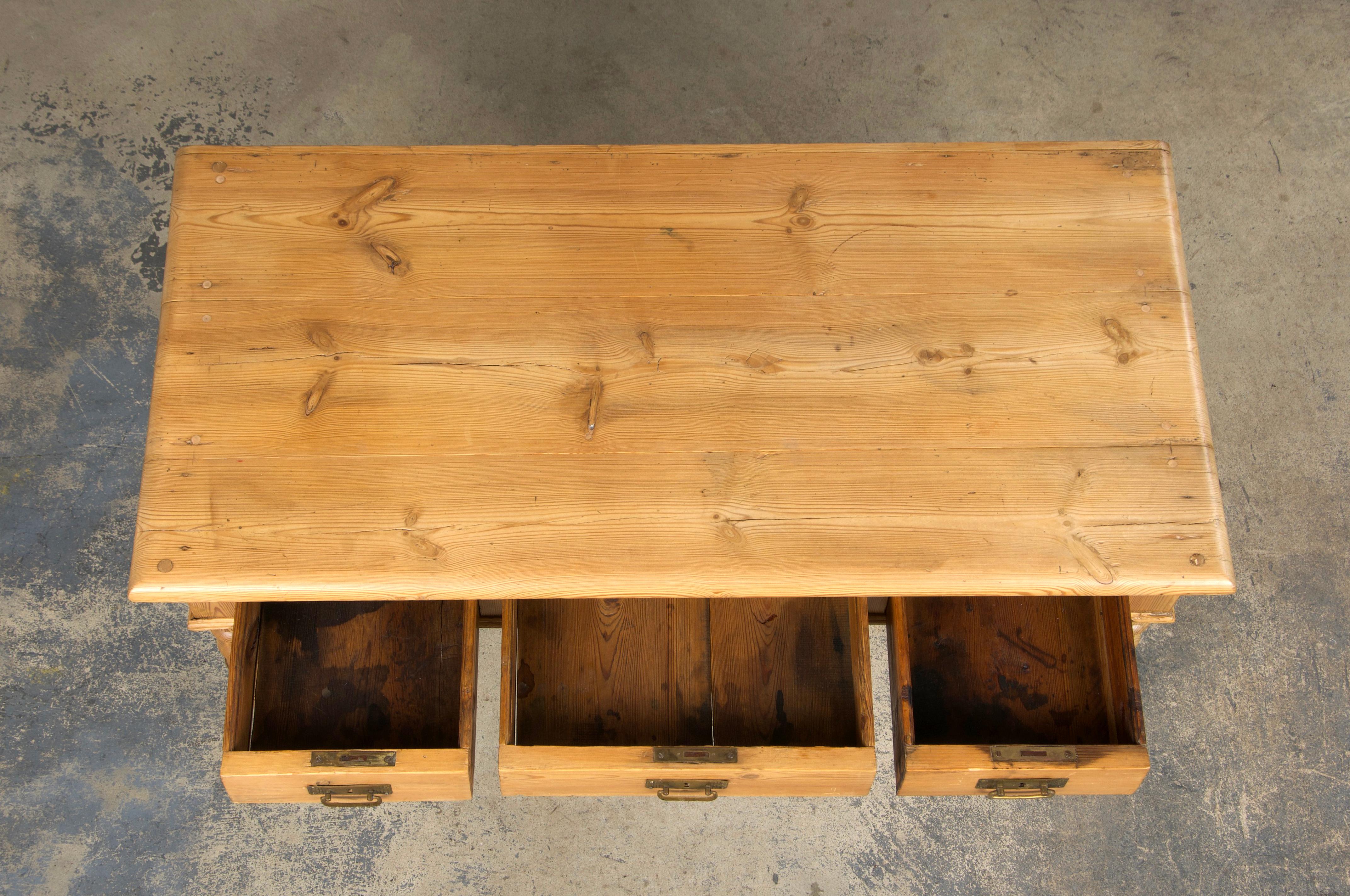 19th Century Country French Provincial Pine Writing Desk For Sale 1