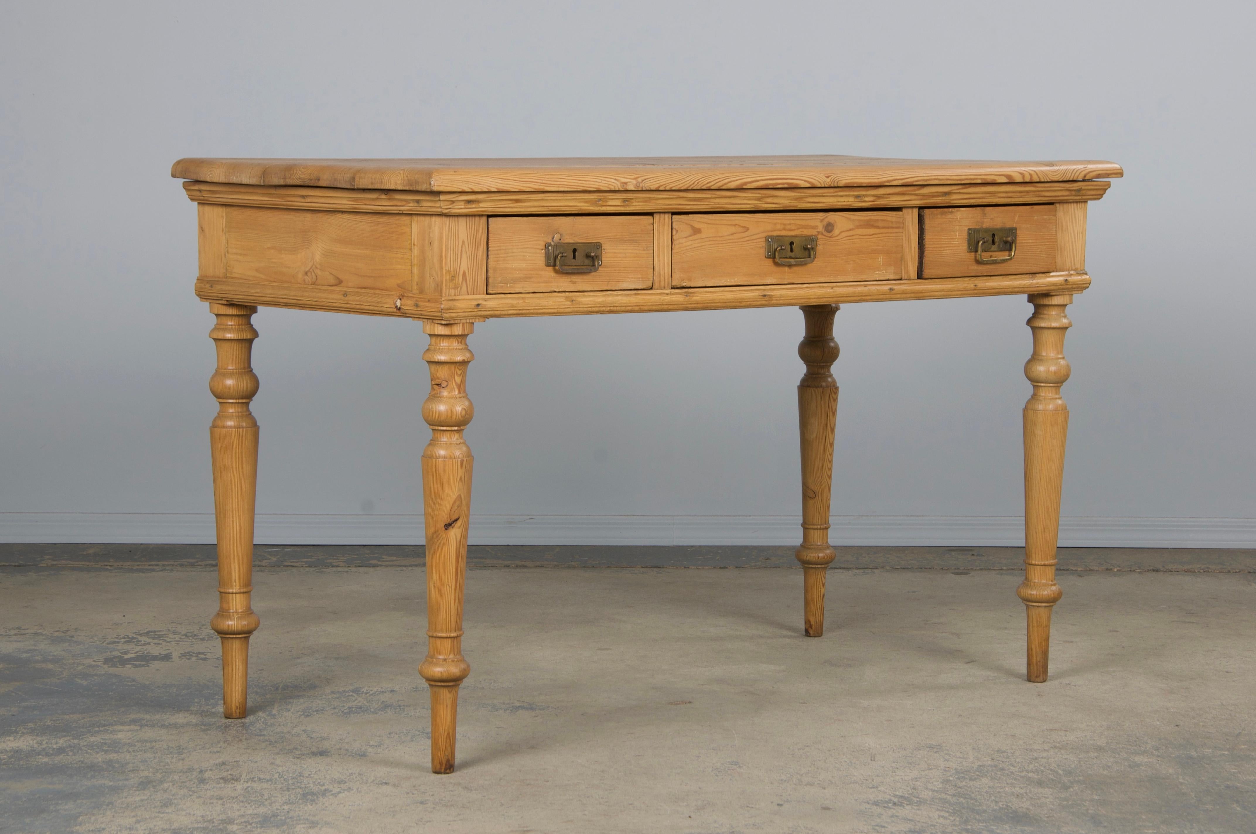 19th Century Country French Provincial Pine Writing Desk For Sale 3