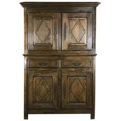 19th Century Country French Provincial Rustic Armoire, Quatre-Follet