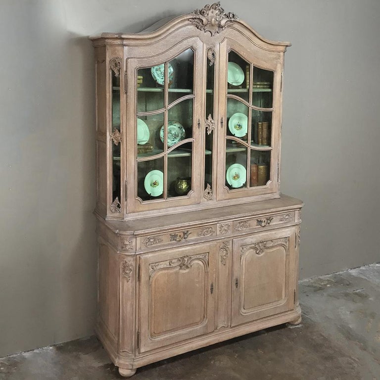 19th Century Country French Provincial Stripped Bookcase or Vitrine For
