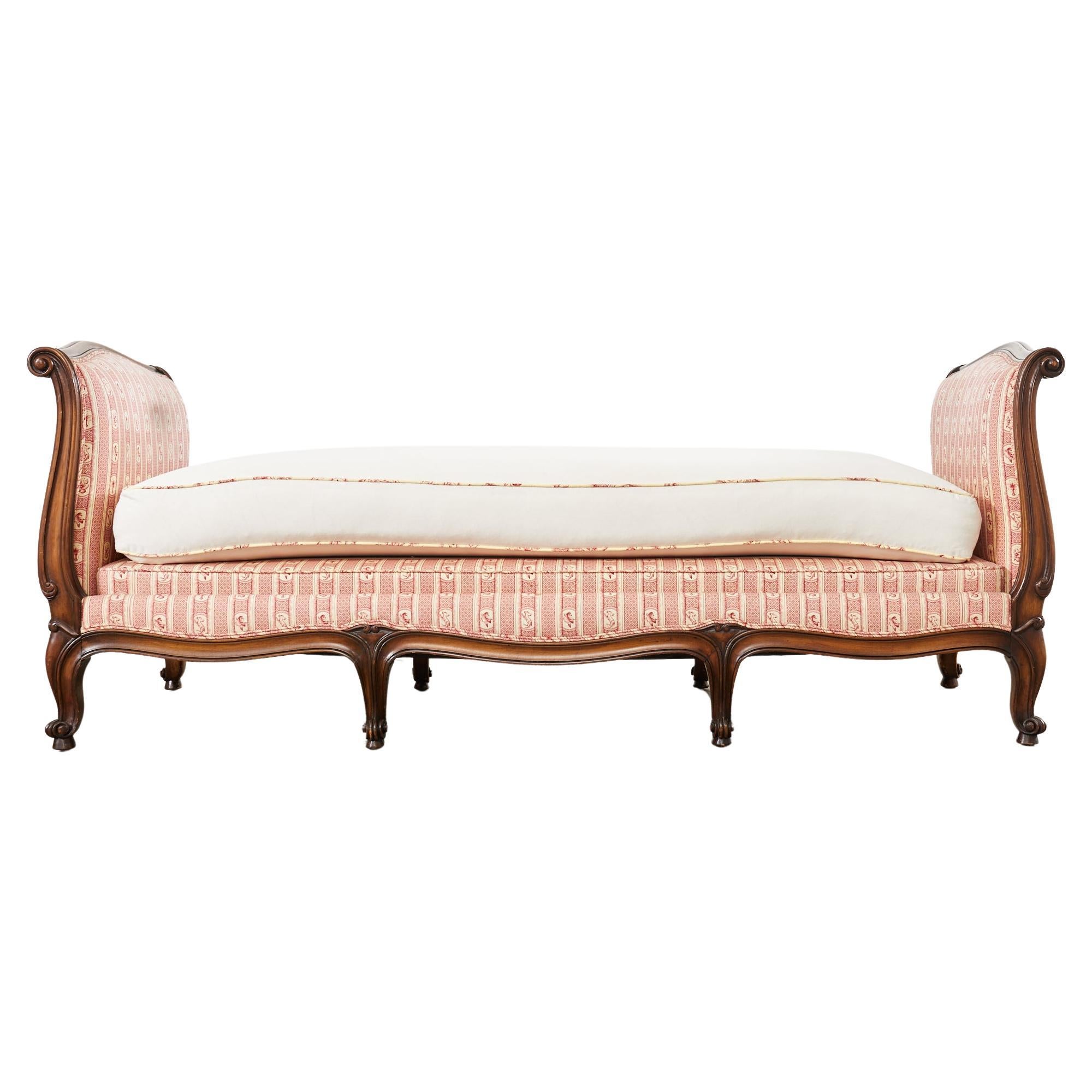 19th Century Country French Provincial Style Carved Beech Daybed