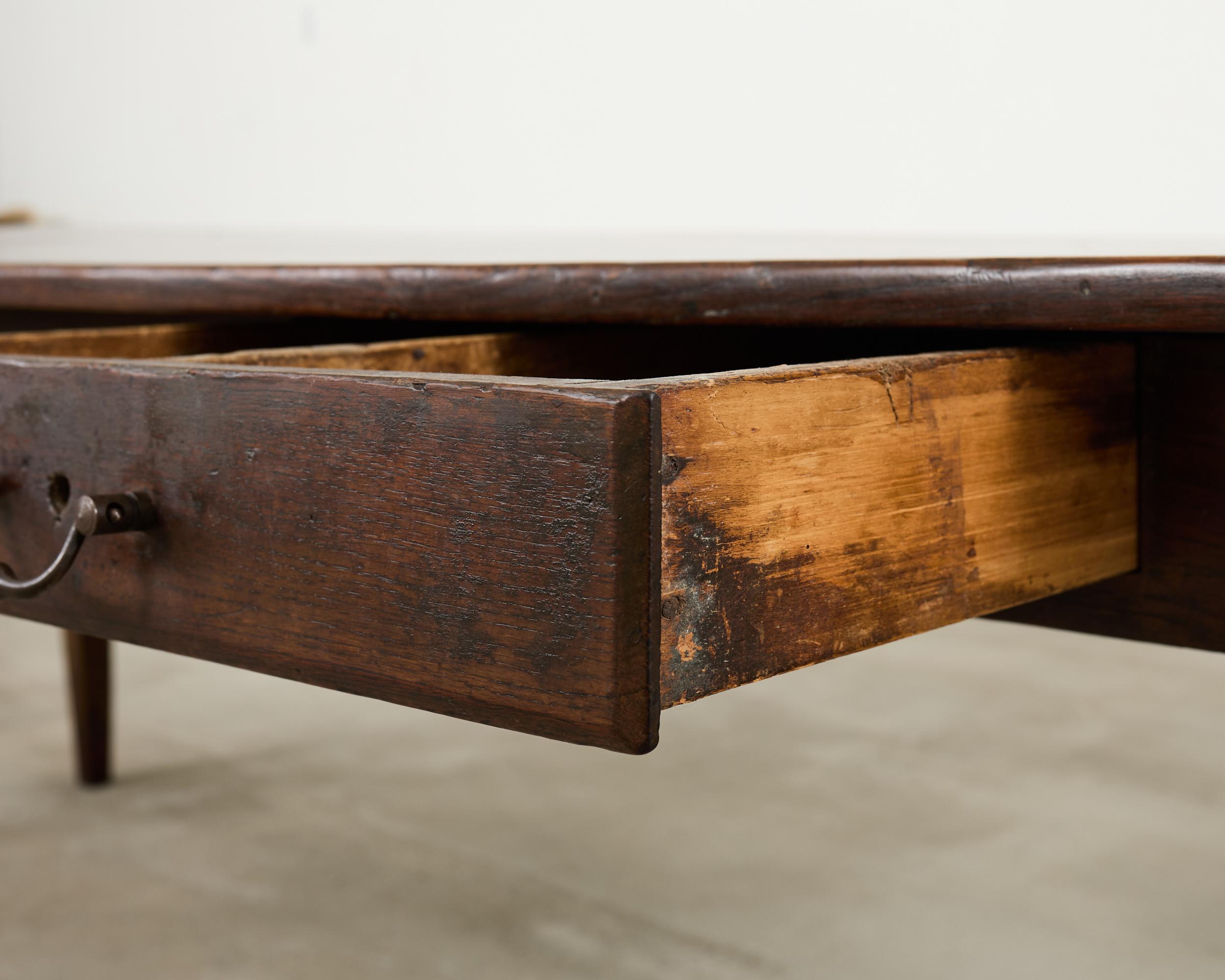 19th Century Country French Provincial Walnut Farmhouse Dining Table For Sale 5