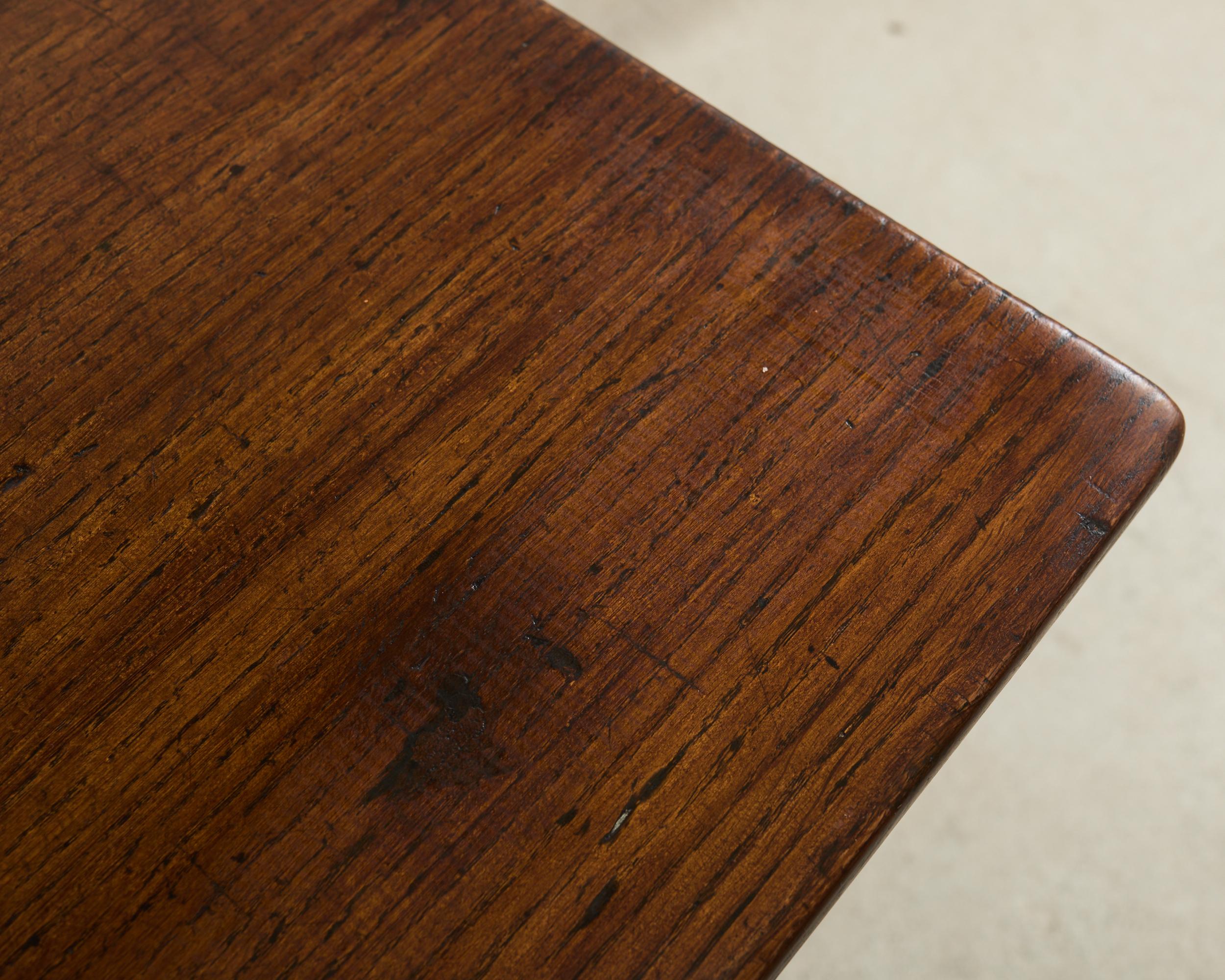 19th Century Country French Provincial Walnut Farmhouse Dining Table For Sale 8