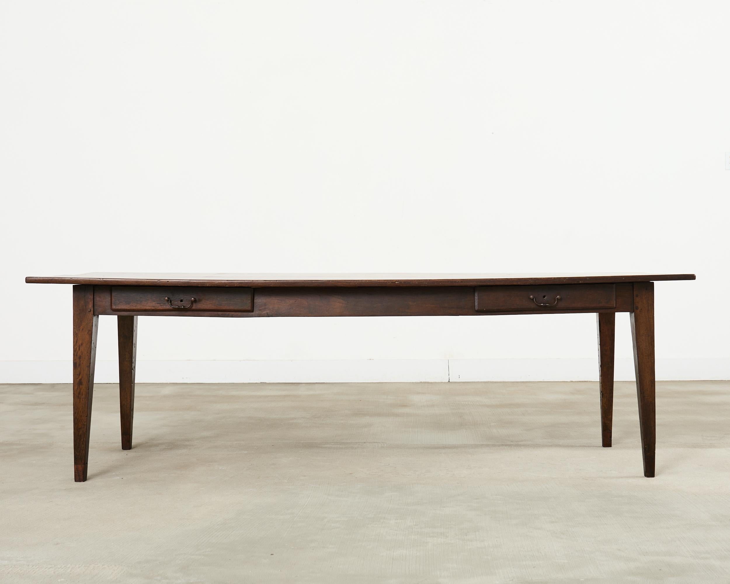 19th Century Country French Provincial Walnut Farmhouse Dining Table For Sale 15