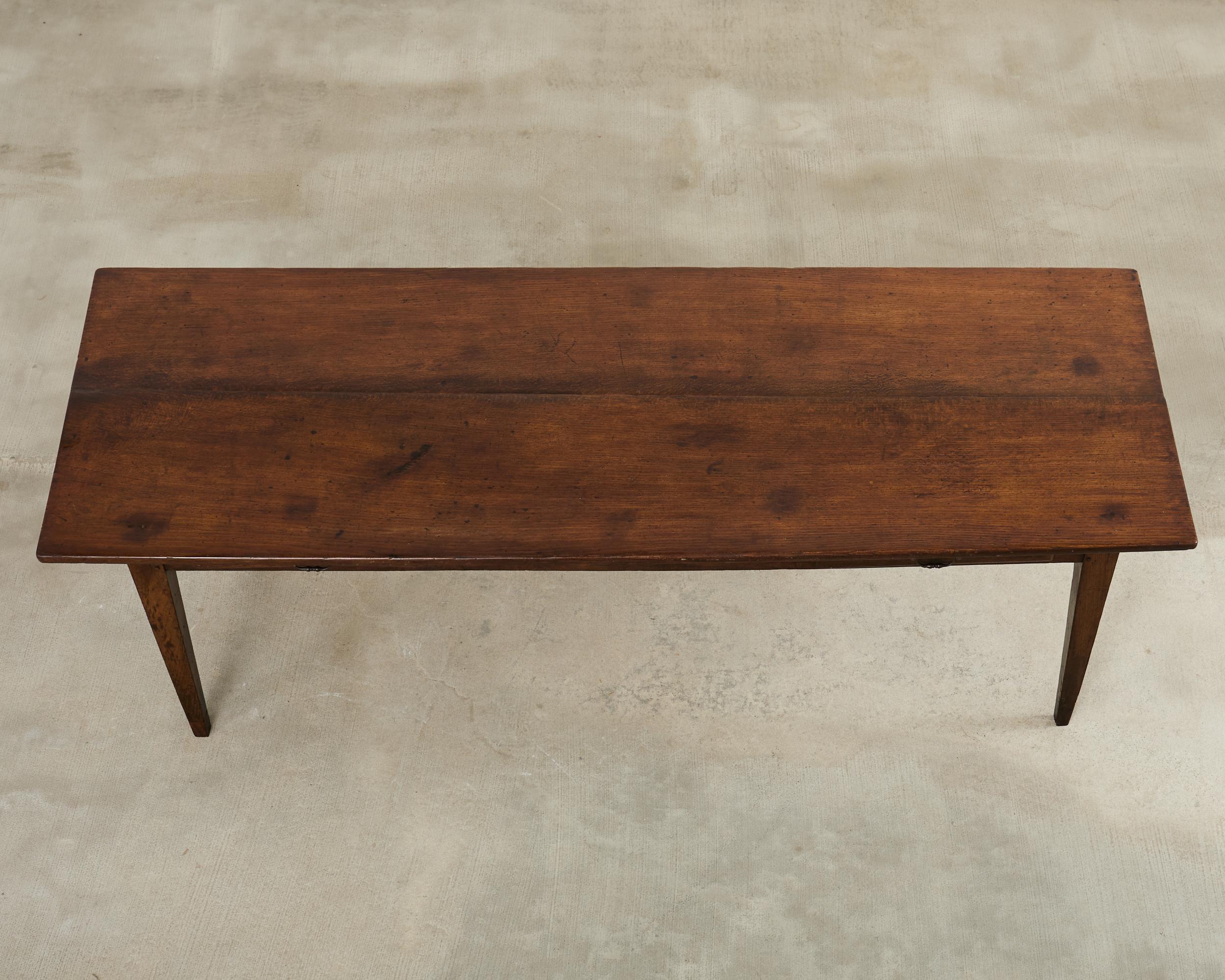 19th Century Country French Provincial Walnut Farmhouse Dining Table In Distressed Condition For Sale In Rio Vista, CA