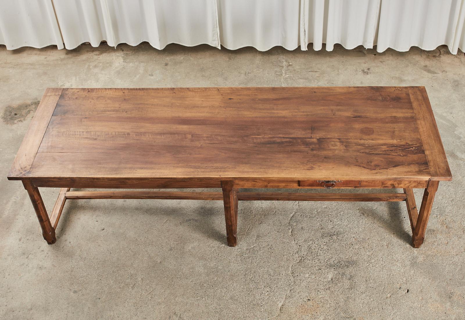 Iron 19th Century Country French Provincial Walnut Farmhouse Dining Table For Sale