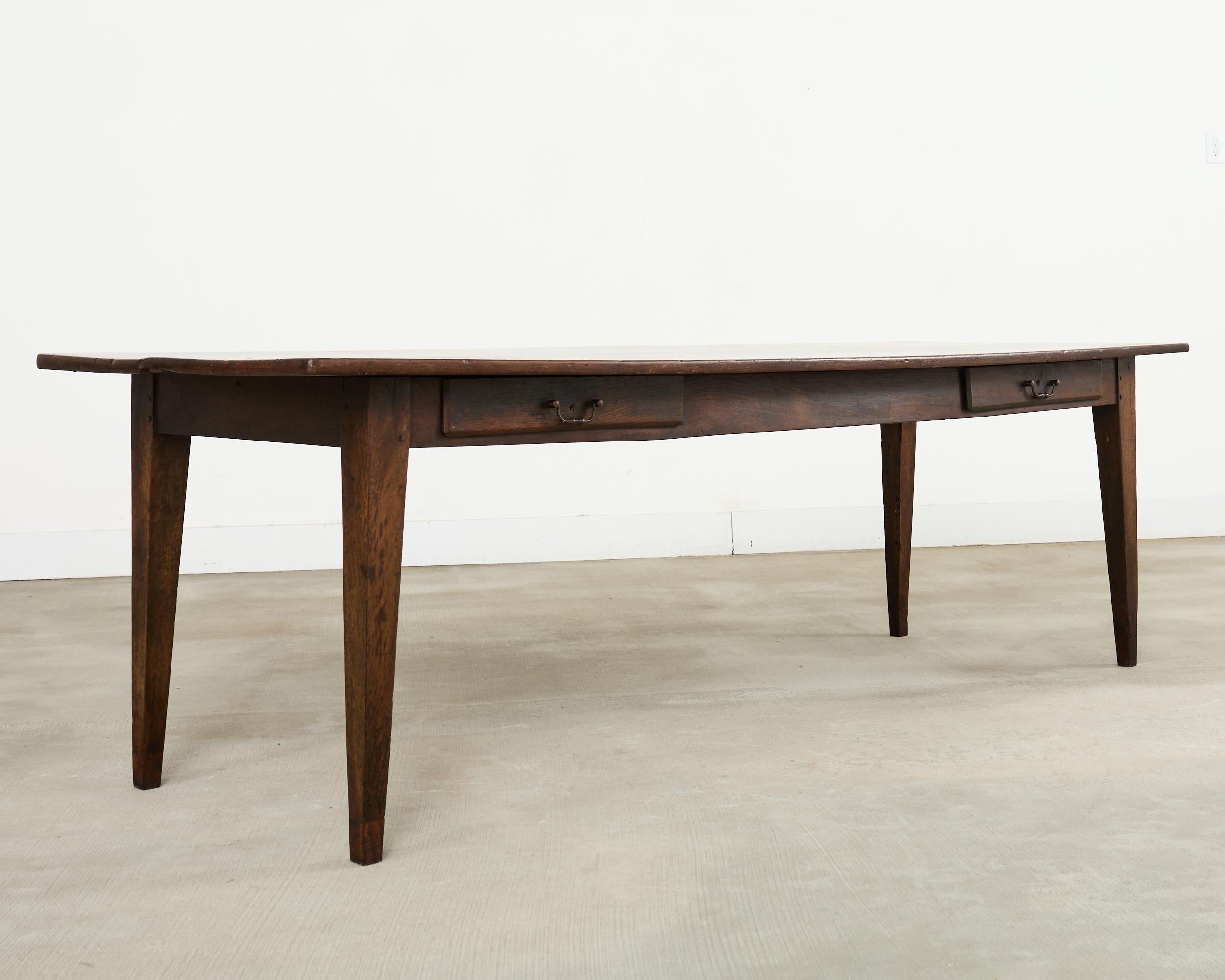 Iron 19th Century Country French Provincial Walnut Farmhouse Dining Table For Sale