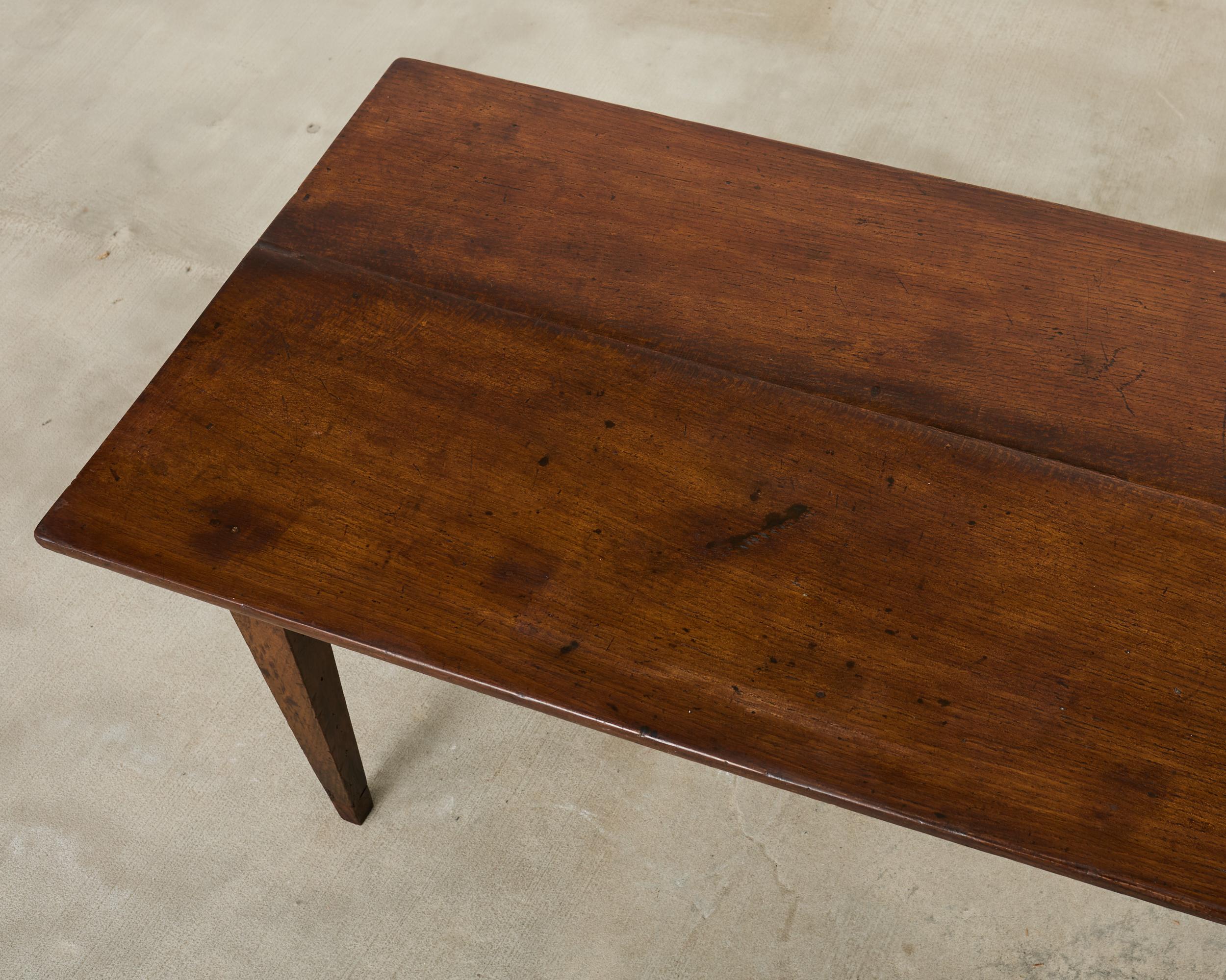 19th Century Country French Provincial Walnut Farmhouse Dining Table For Sale 1