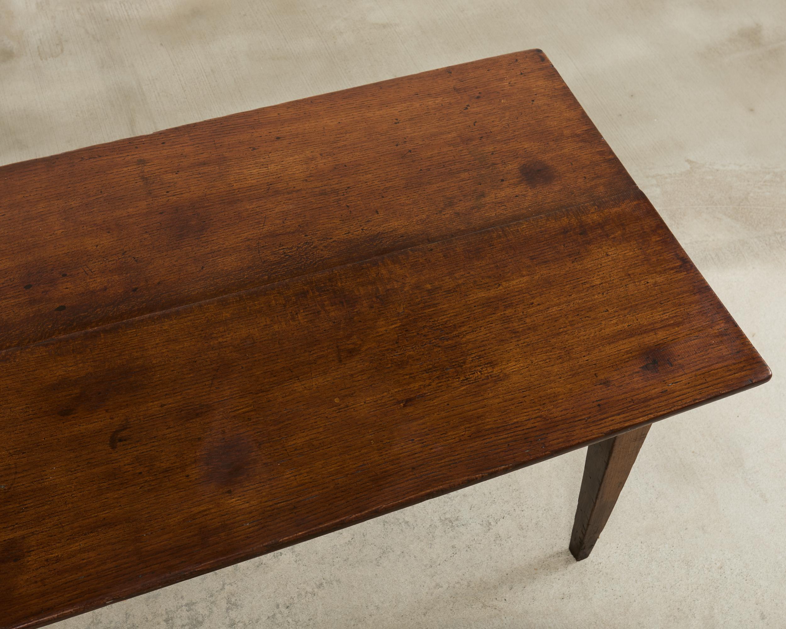 19th Century Country French Provincial Walnut Farmhouse Dining Table For Sale 2
