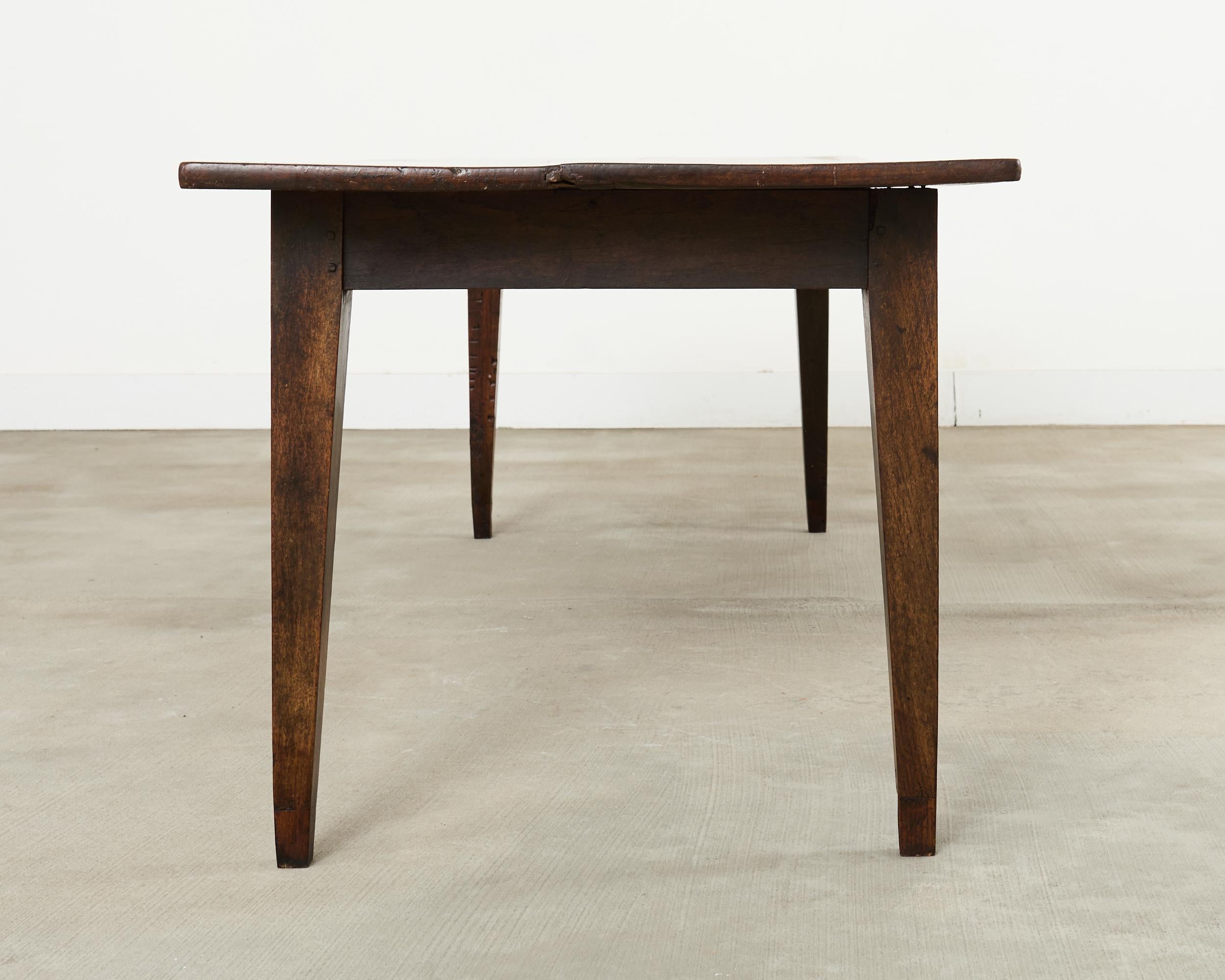 19th Century Country French Provincial Walnut Farmhouse Dining Table For Sale 3