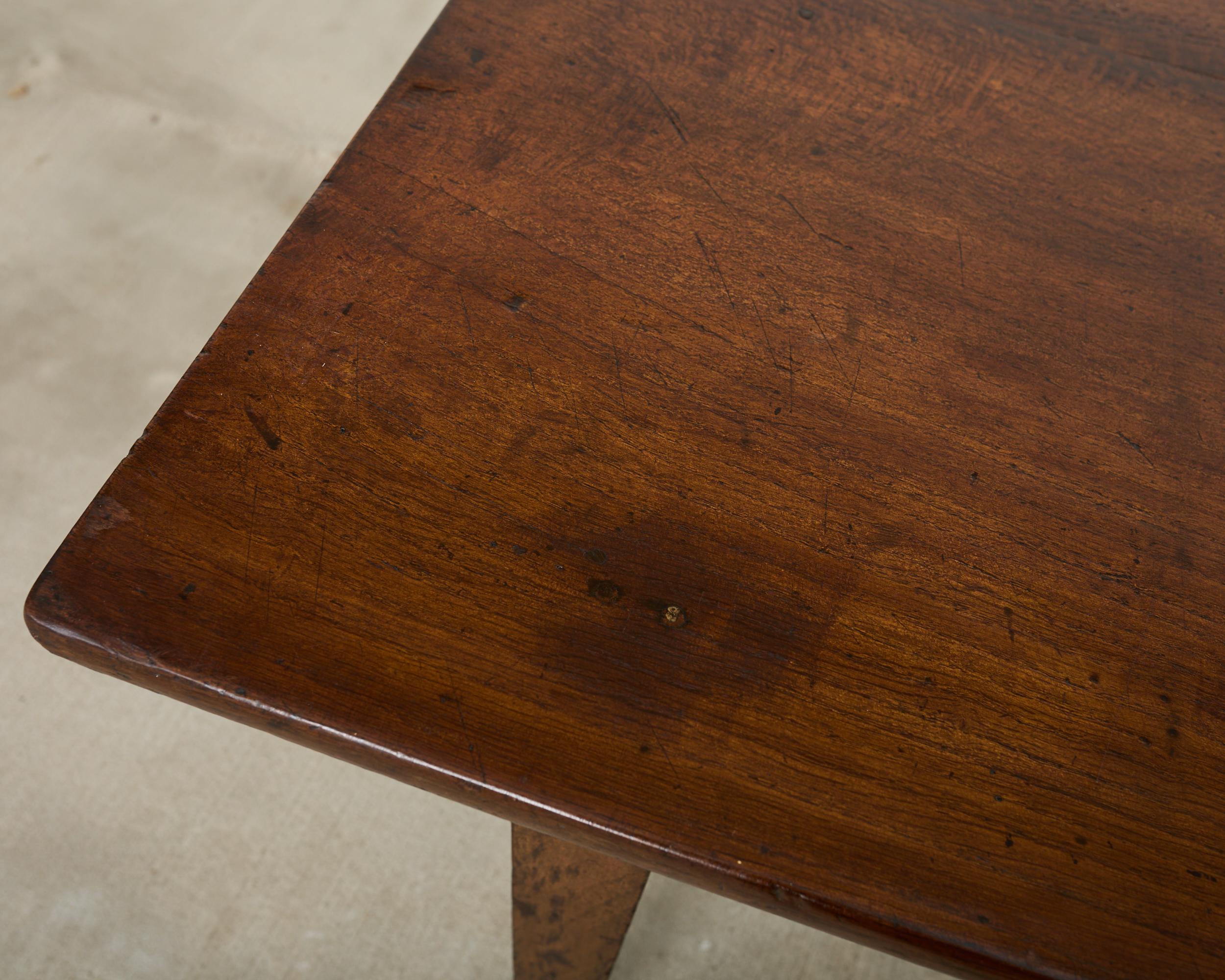 19th Century Country French Provincial Walnut Farmhouse Dining Table For Sale 4