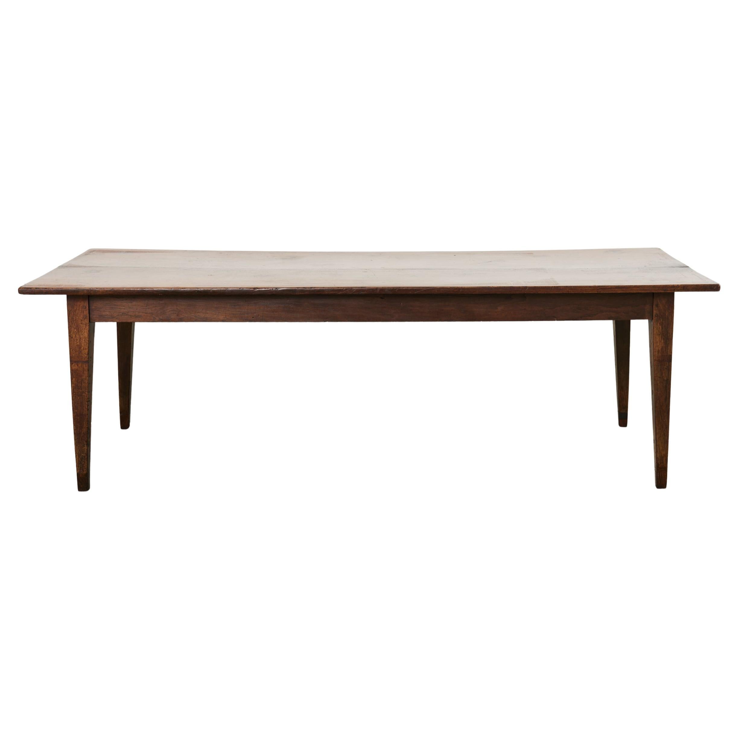 19th Century Country French Provincial Walnut Farmhouse Dining Table For Sale