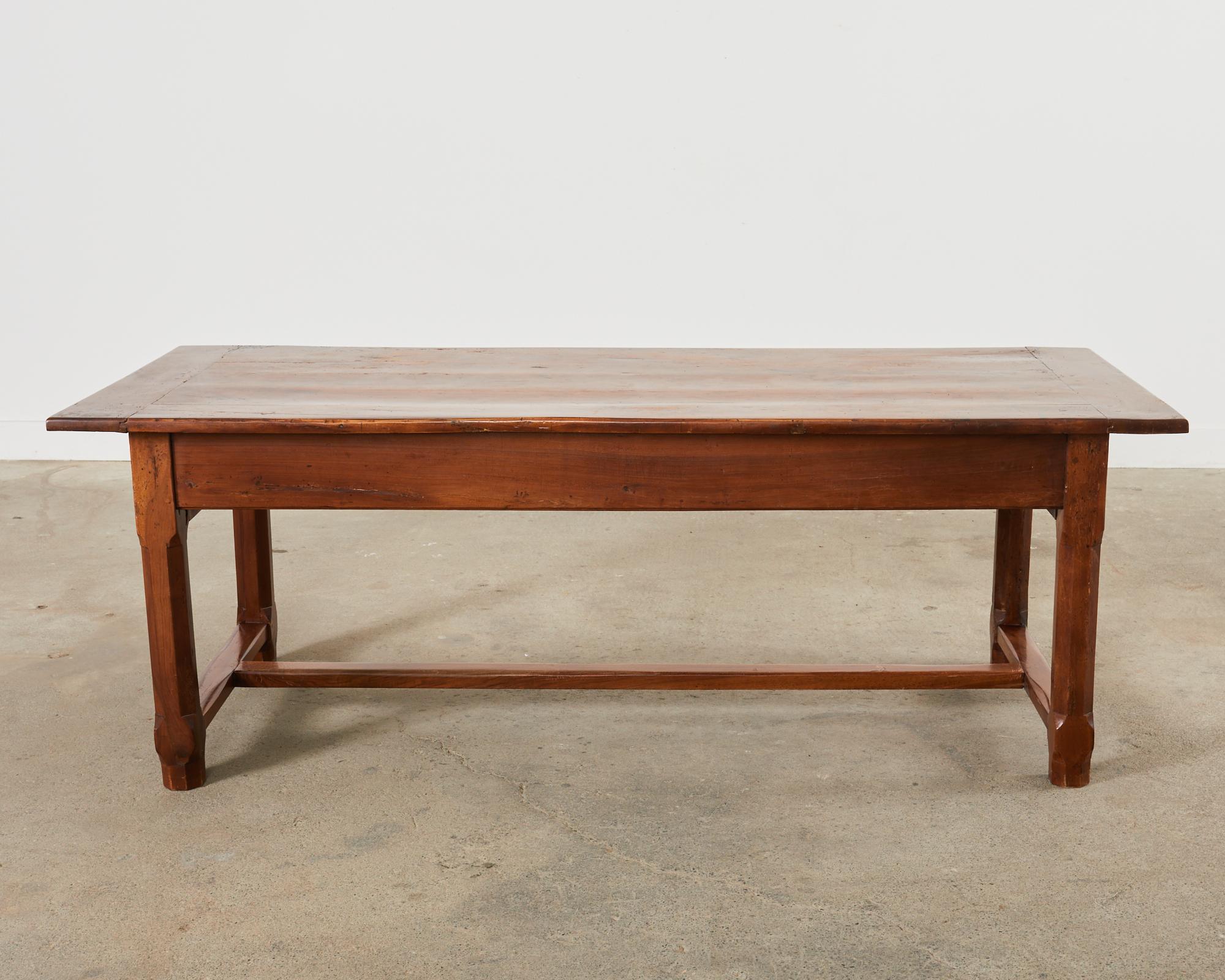 19th Century Country French Provincial Walnut Farmhouse Trestle Table For Sale 15