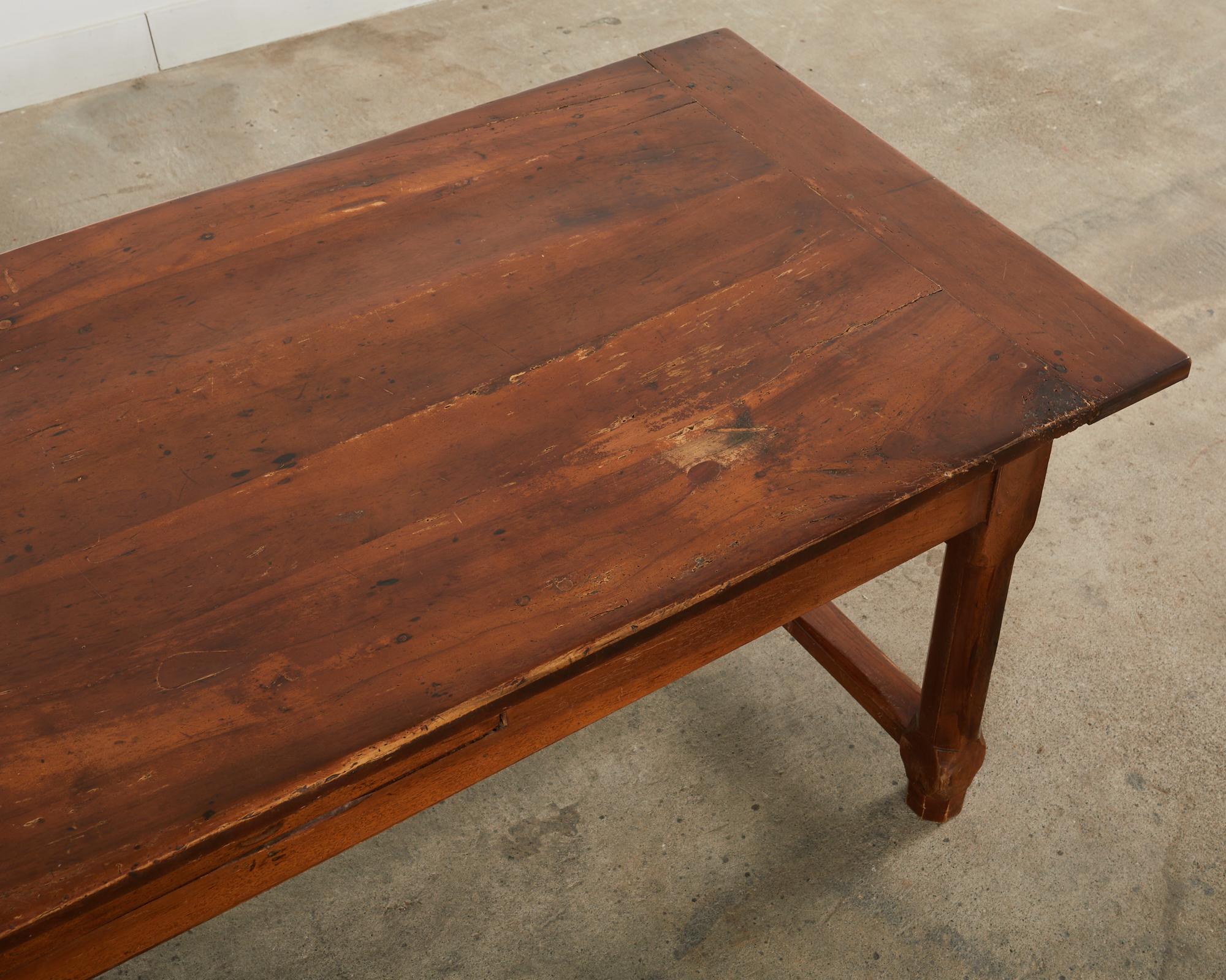 19th Century Country French Provincial Walnut Farmhouse Trestle Table For Sale 2