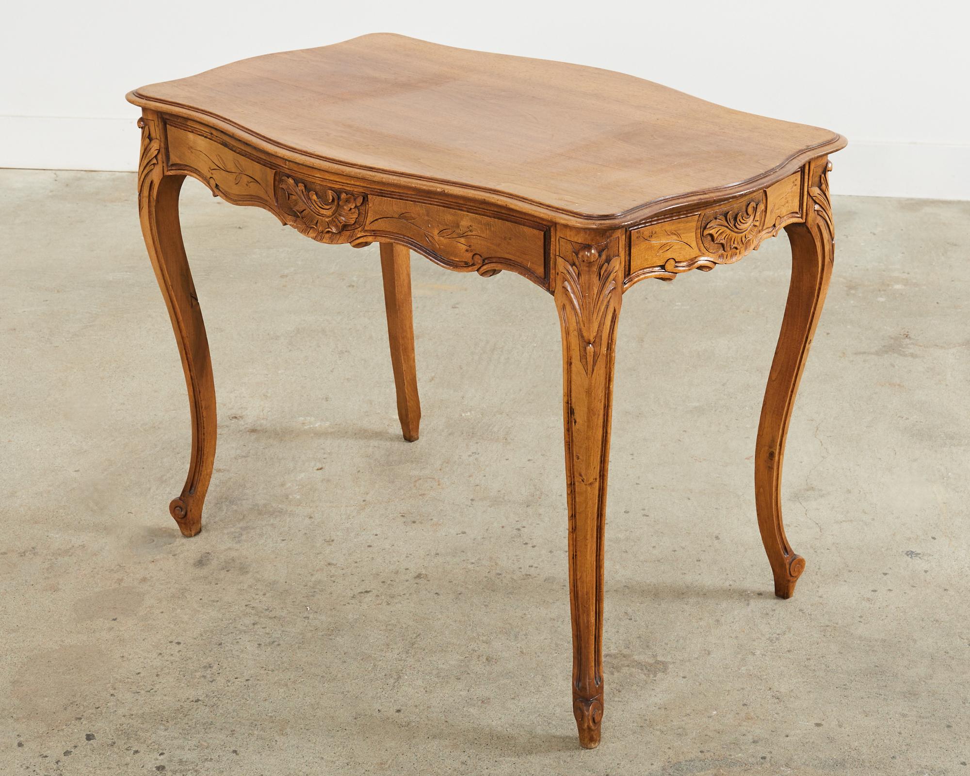 Hand-Crafted 19th Century Country French Provincial Walnut Writing Table Desk For Sale