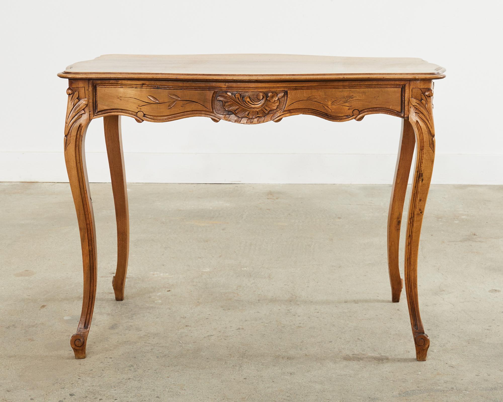 19th Century Country French Provincial Walnut Writing Table Desk For Sale 1
